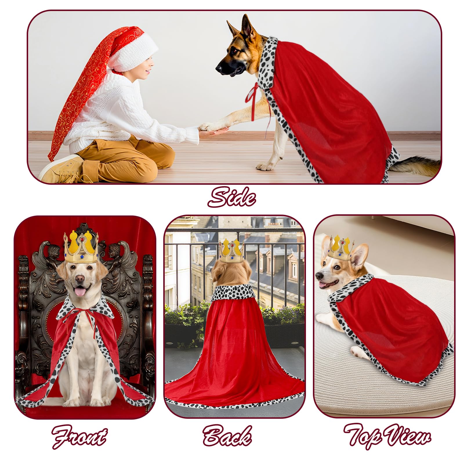 Rypet Halloween Dog King Costume, Dog Halloween Costumes Set with Cloak and Crown, Dogs King Cape for Large and Medium Dogs, Pet