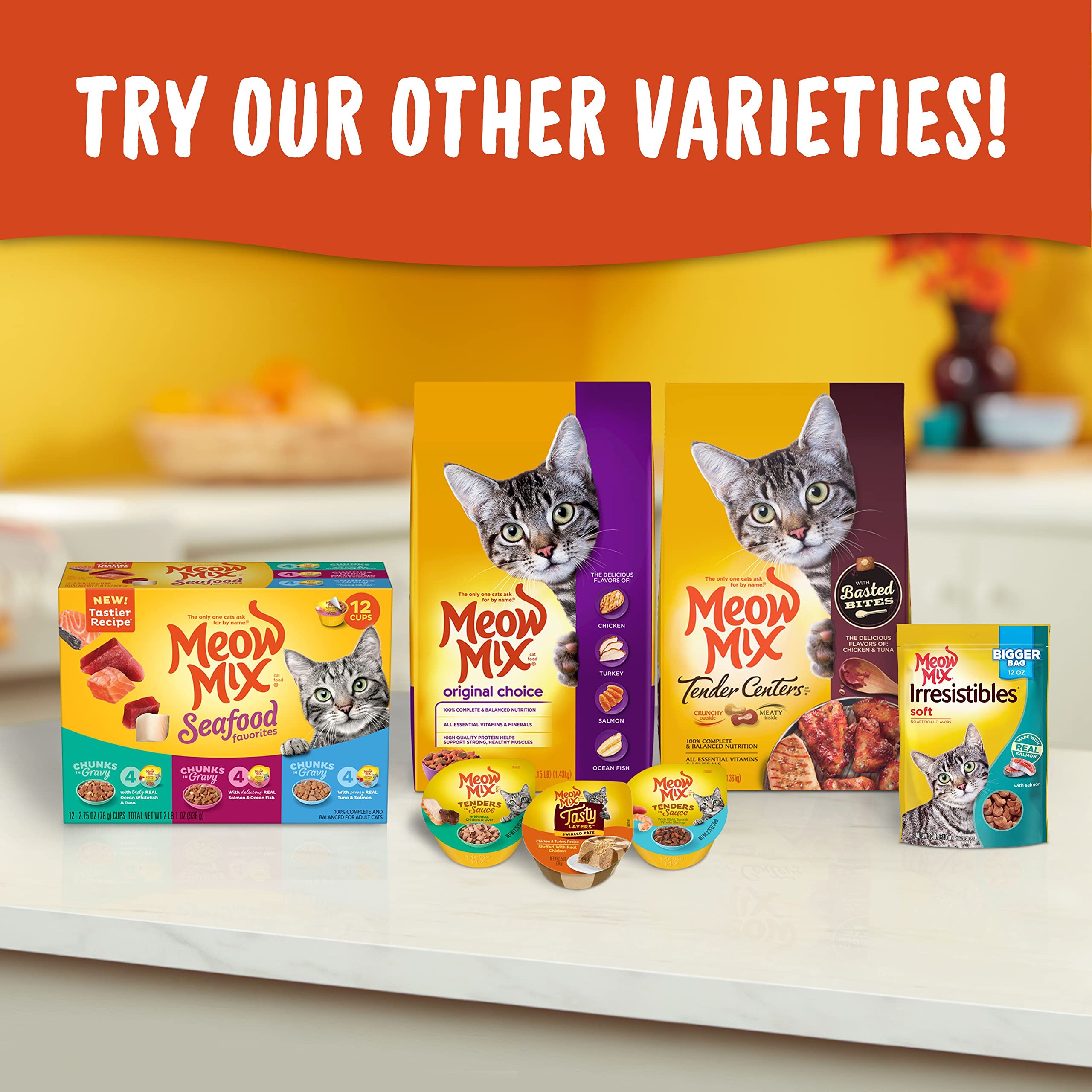 Meow Mix Tenders in Sauce Wet Cat Food, Salmon & Crab, 2.75 Ounce Cup (Pack of 12)