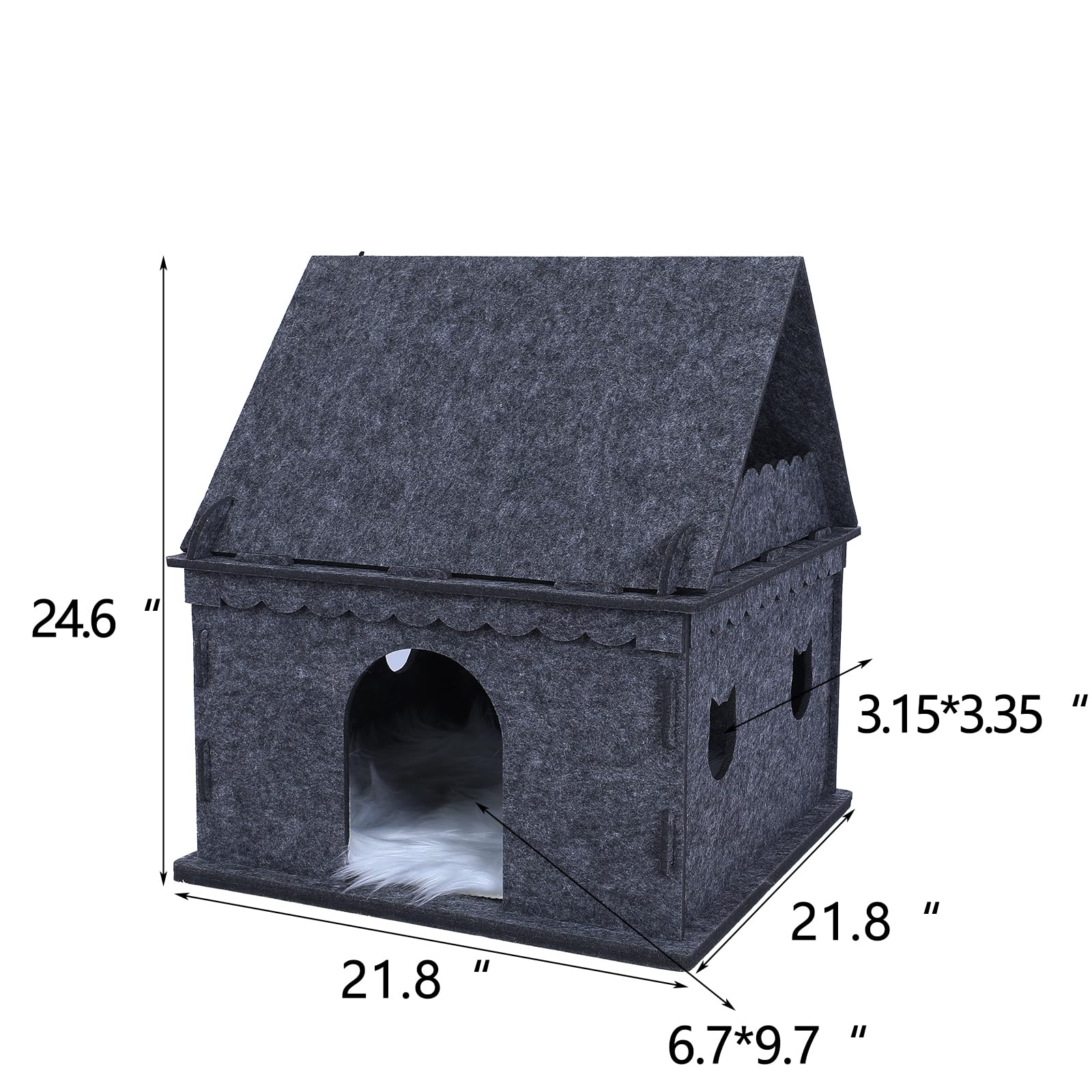 2-Storey Cat House For Indoor Cat Condos,Pet Cat Bed Hideaway Strong Castle For Multiple & Large Cats (2-Storey, 21.8''  21.8''