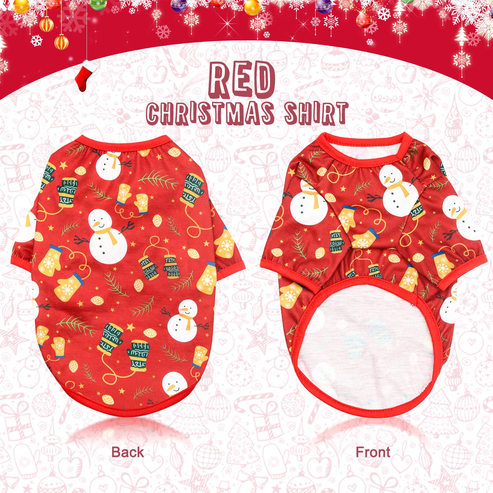 Hylyun Dog Christmas Shirt 2 Packs - Christmas Pet Shirt Soft Breathable Puppy Shirts Printed Pet Clothing For Small Dogs And Cats S