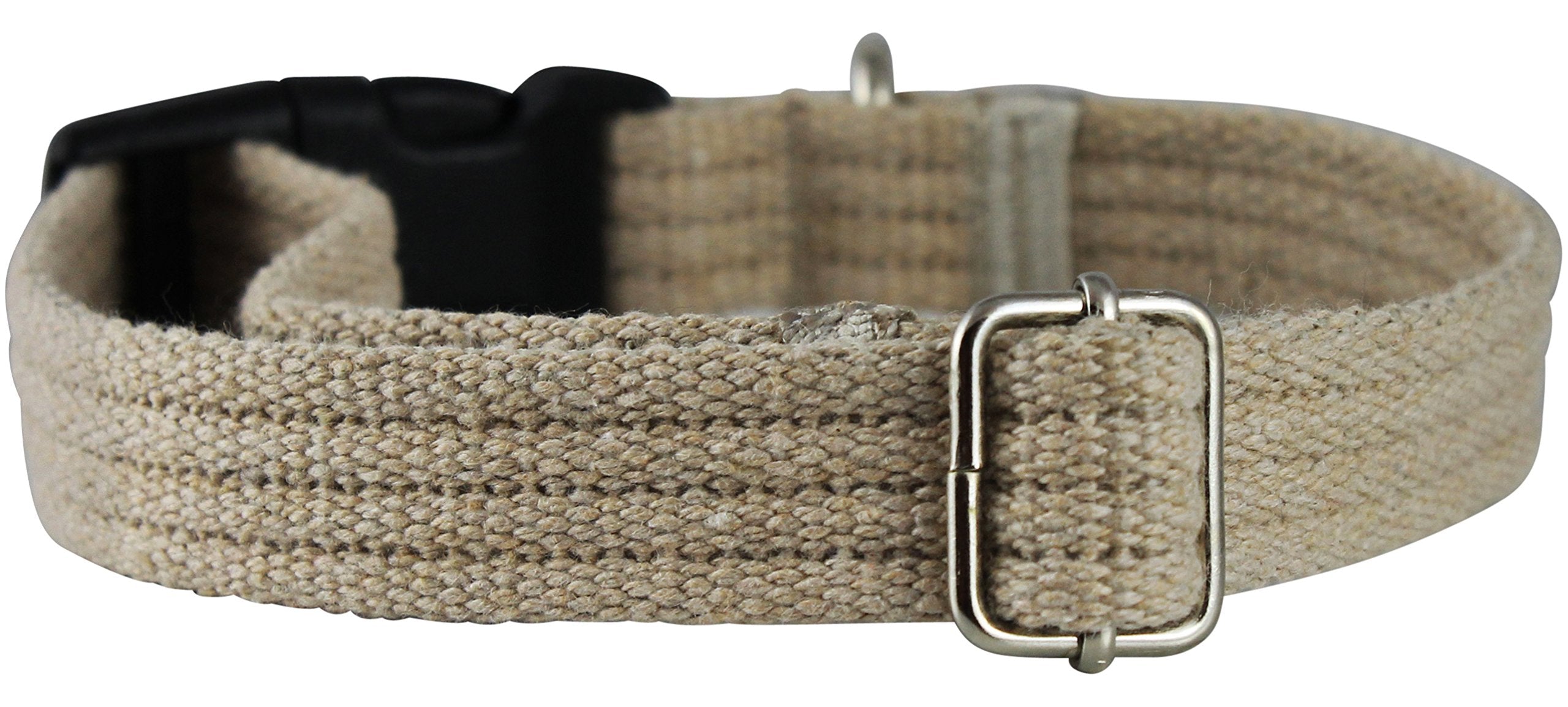 Cotton Web Adjustable Dog Collar With Locking Device 4 Sizes Beige (Medium: Neck: 14''-19''; Width: 3/4'')
