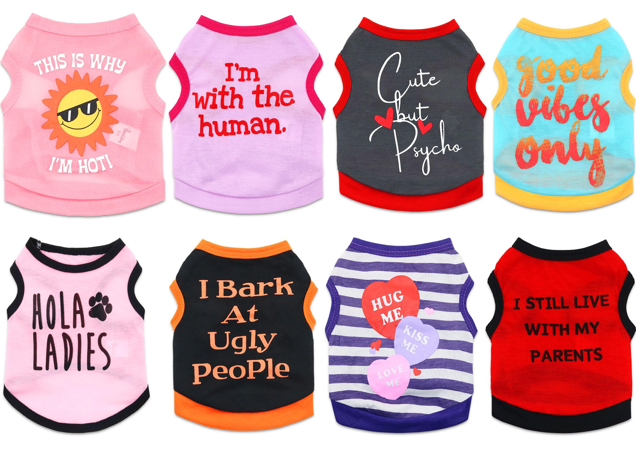8 Pack Dog T-Shirt Clothes For Small Dogs Girls Puppy Shirts Summer Breathable Chihuahua Yorkie Apparel, Medium