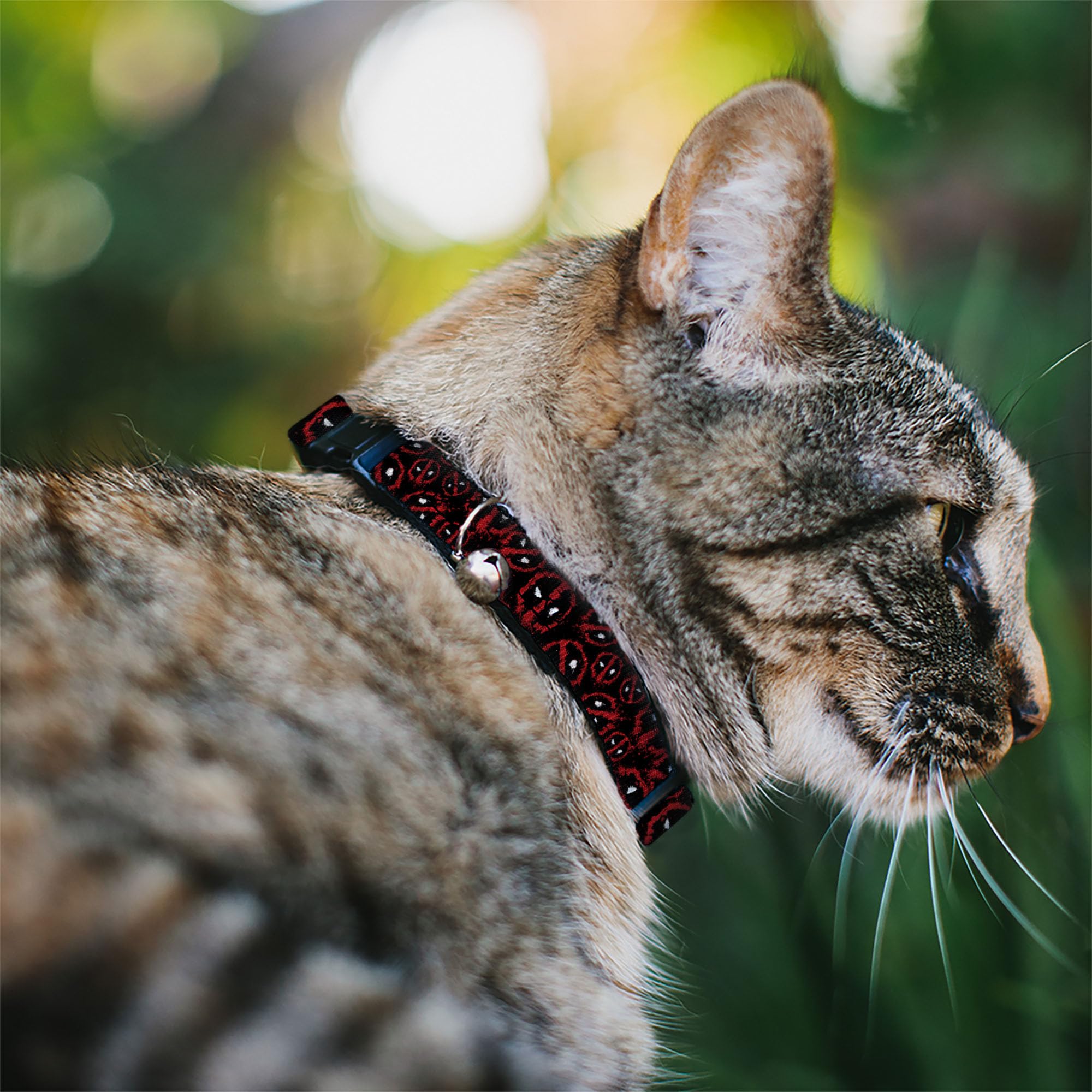 Cat Collar Breakaway Deadpool Splatter Logo Scattered Black Red White 8 To 12 Inches 0.5 Inch Wide