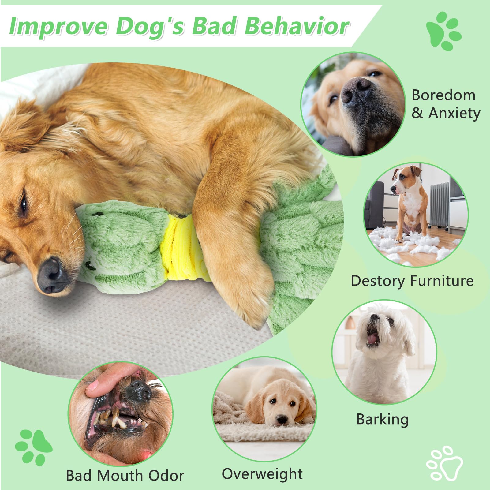 Eneston Large Plush Squeaky Dog Toys For Aggressive Chewers, Interactive Tug Of War Puppy Toys For Indoor Play - Duck Stuffed Do