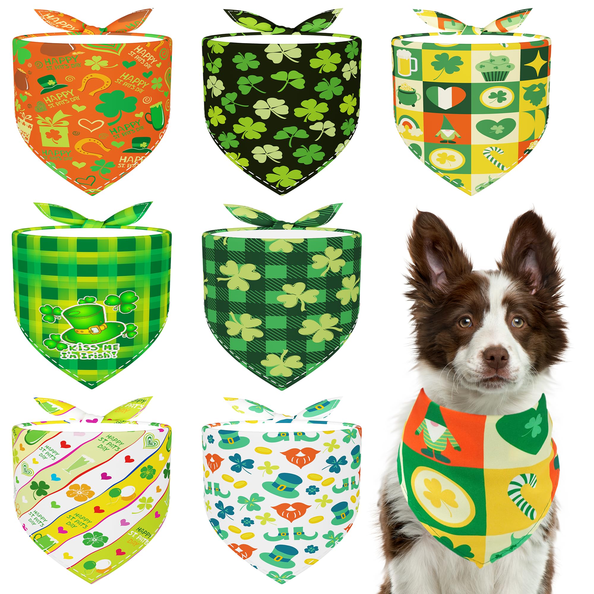 Pai Sence St.Patrick'S Day Dog Bandanas For Large Dog Breed 7 Pcs Xxl Dogs Bandanas 33 Inch Adjustable Scarves Grooming L