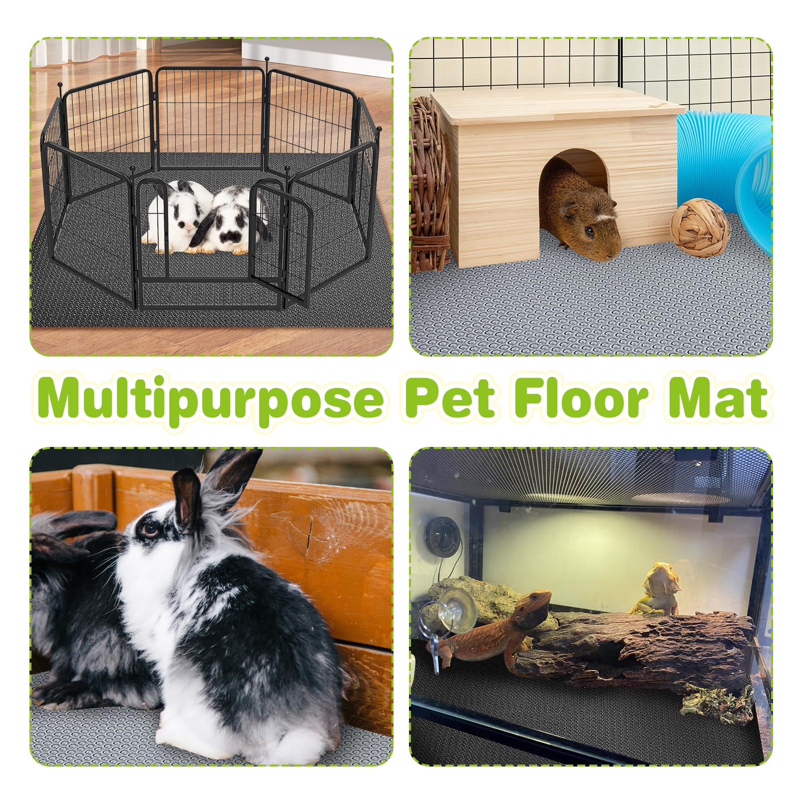 Bnosdm 2 Pcs Rabbit Cage Liner Waterproof Guinea Pig Cage Liner, Washable Small Animals Mats Reusable Floor Protect Pad Playpen