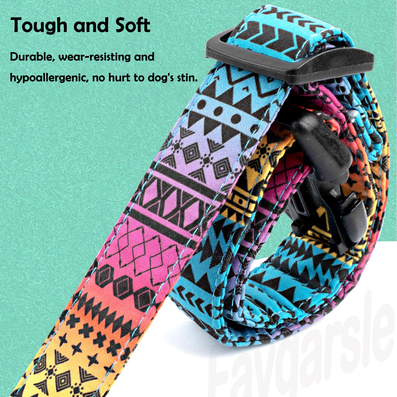 Faygarsle Bohemian Geometric Pattern Dog Collar For Small Medium Large Boys Girls Dogs M