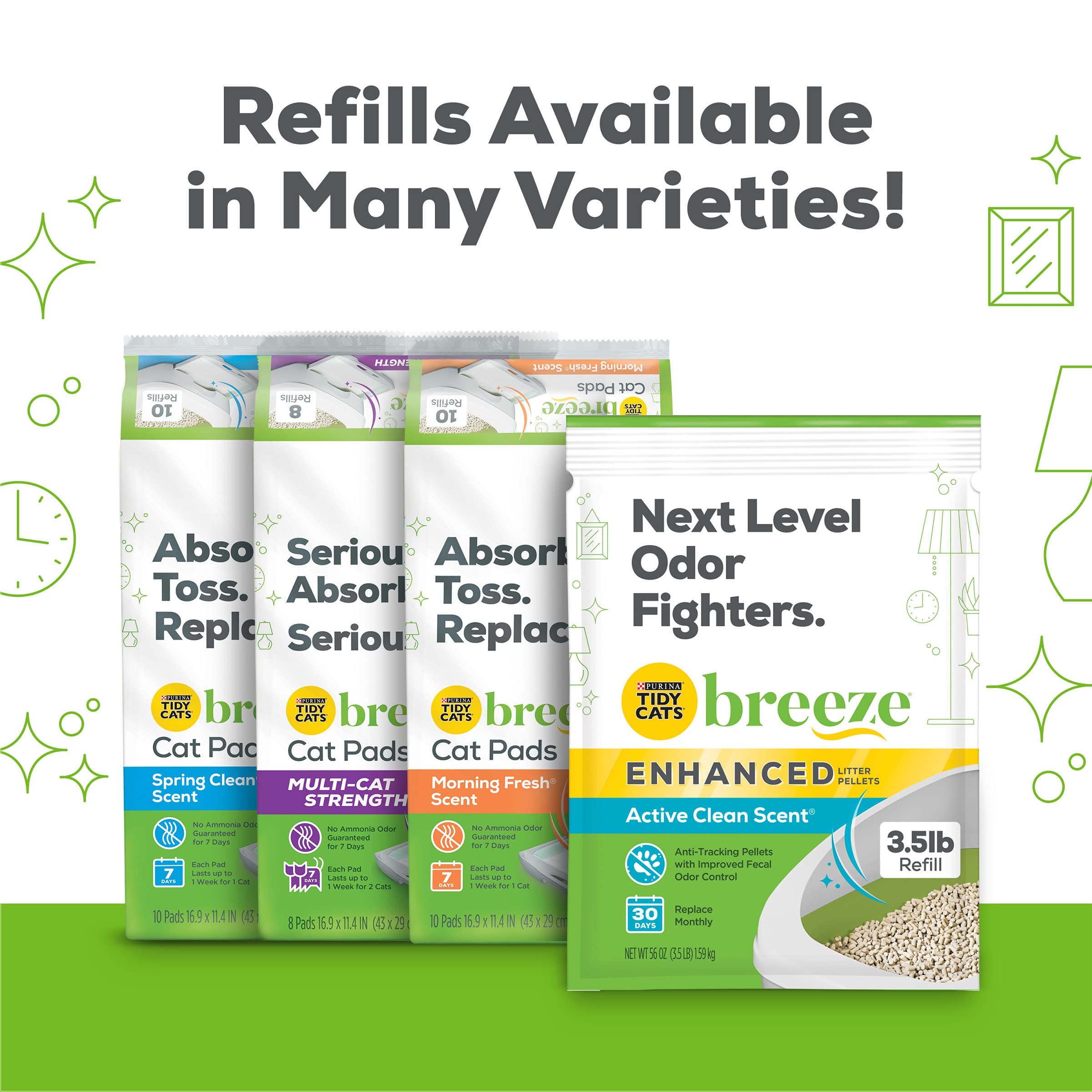 Tidy Cats Hooded Litter Box System, BREEZE Starter Kit, 10.37 lb, White, Plastic