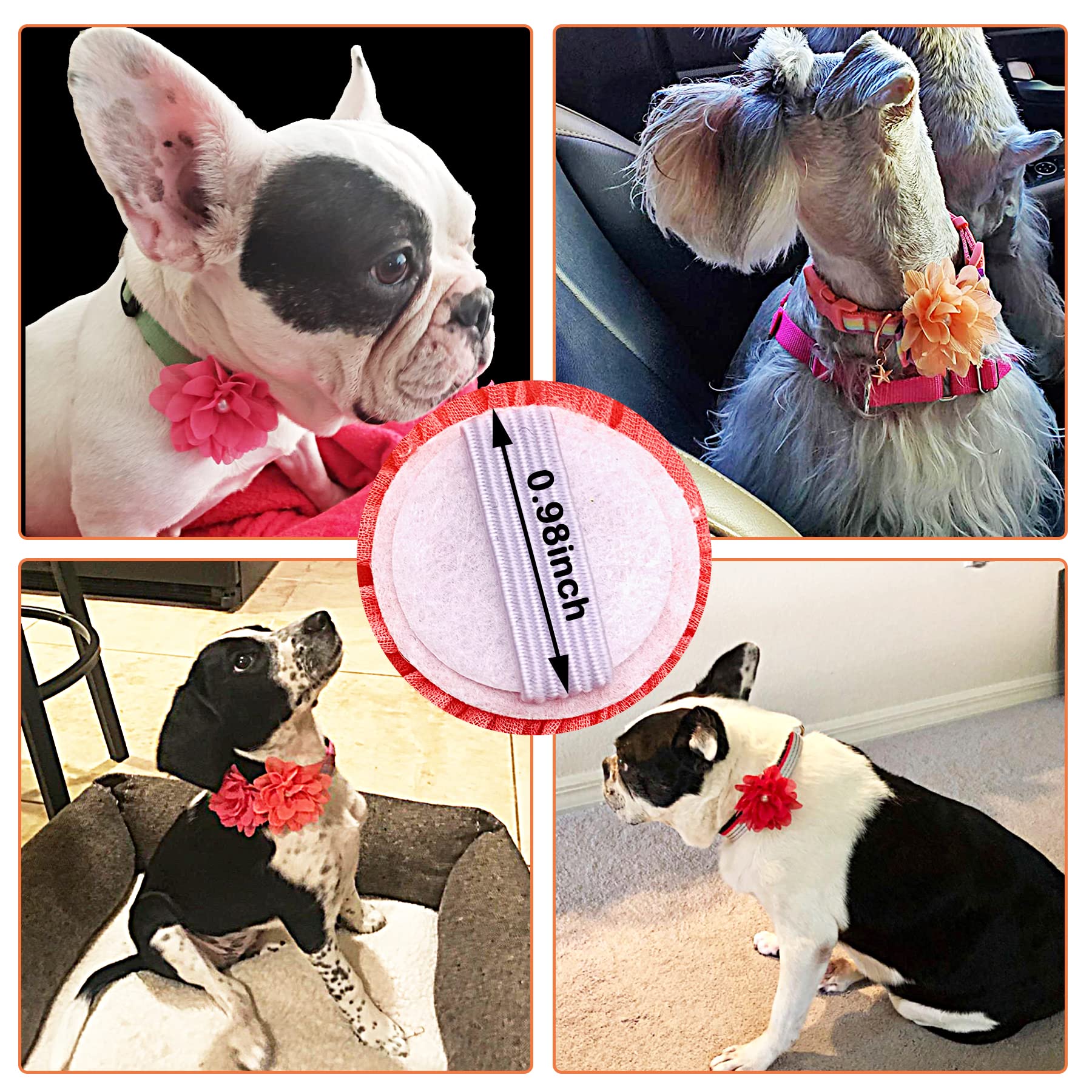 Pet Show 3'' Valentines Small Dog Flowers Collar Charms Accessories For Girls Cat Puppies Collars Bows Grooming Supplies Pink Re