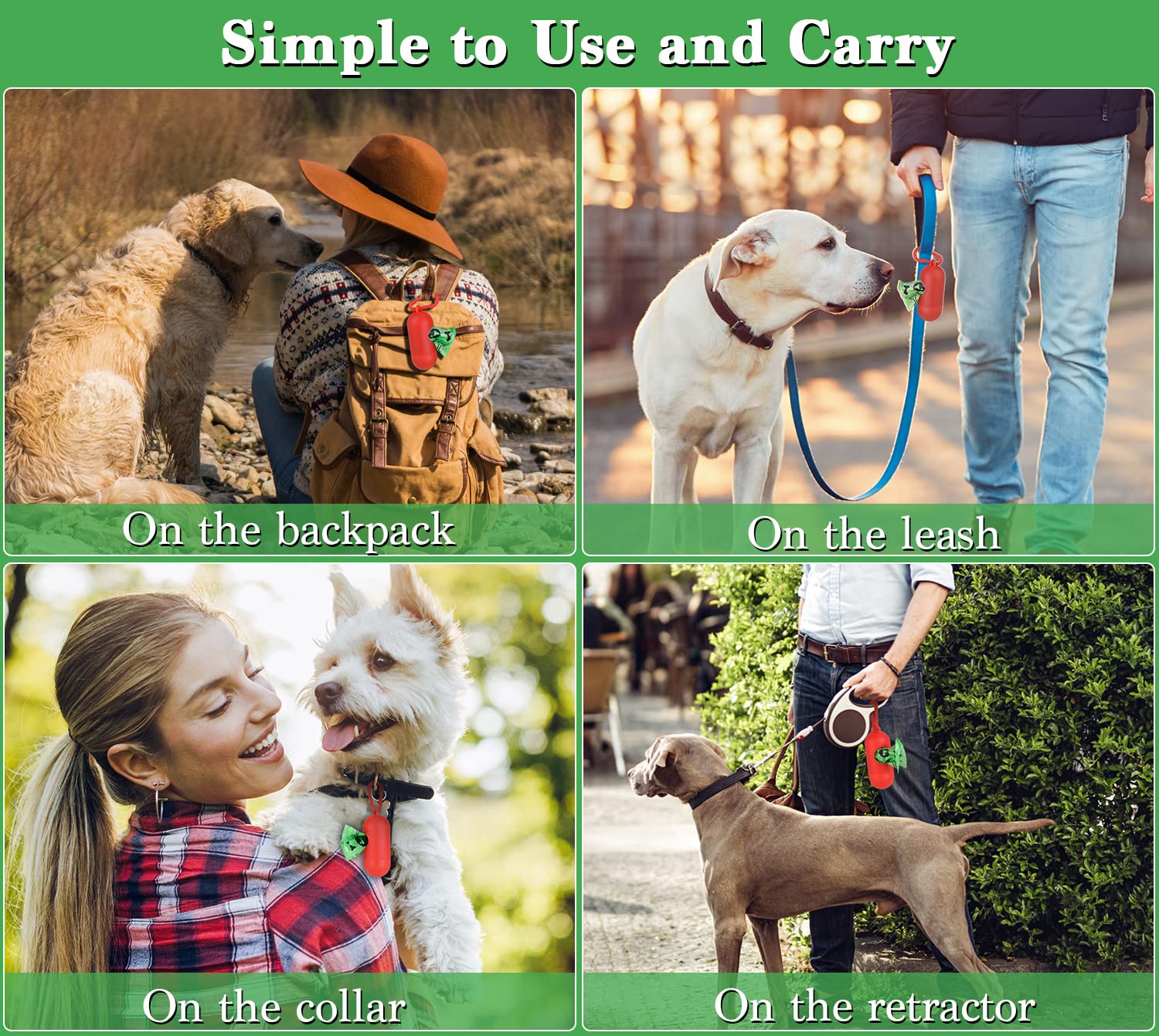 WDFAACK Biodegradable Dog Poo Bags with Holder-240 Large Poop Bags, Corn Starch Blended Compostable Poo Bag, Extra Thick Strong