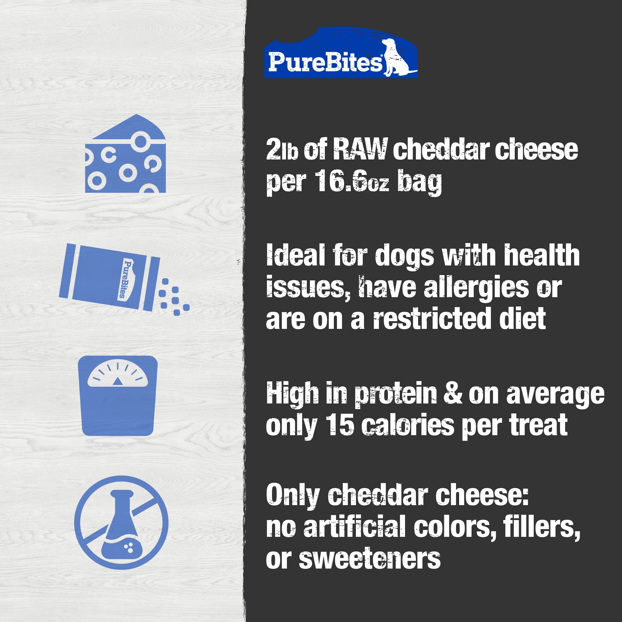 PureBites Freeze Dried Cheddar Cheese Dog Treats 470g  1 Ingredient  Made in USA (Packaging May Vary)