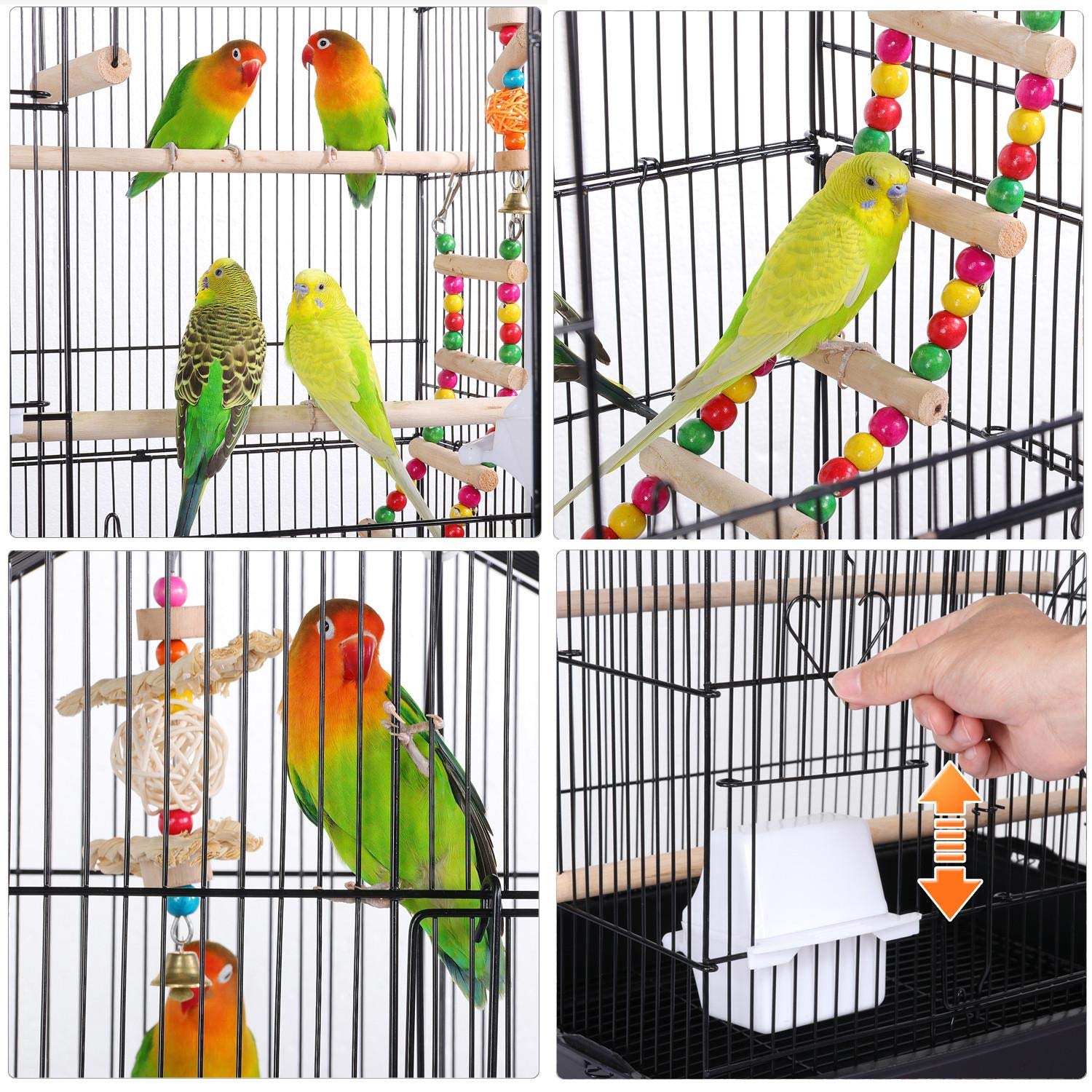 Yaheetech 39-Inch Roof Top Large Flight Parrot Bird Cage For Small Quaker Parrot Cockatiel Sun Parakeet Green Cheek Conure Budgie Finch Lovebird Canary Pet Bird Cage W/Toys