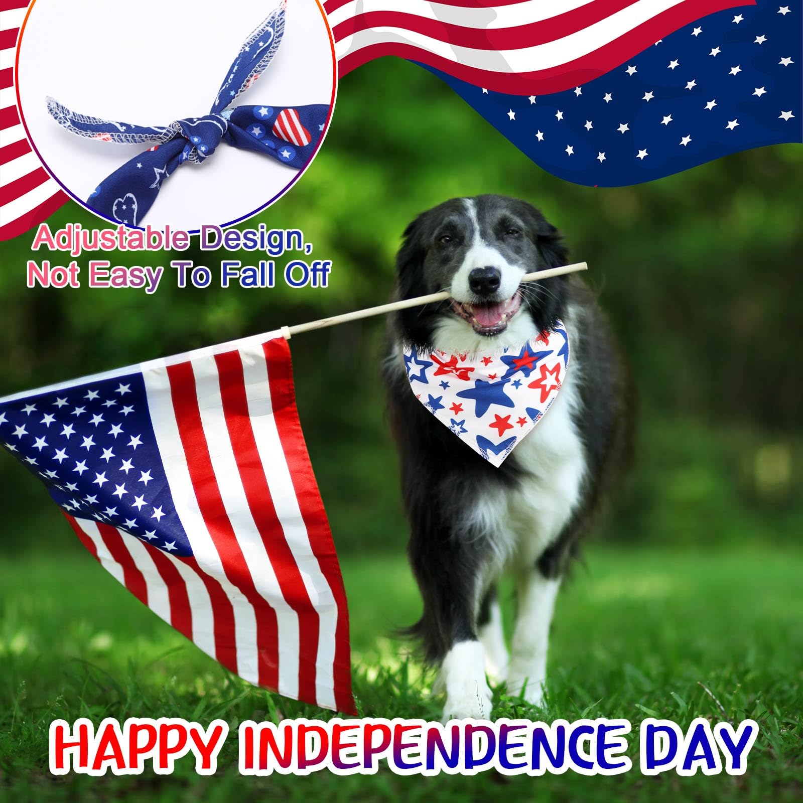 Paterr 100 Pieces Patriotic Dog Bandanas Bulk 4Th Of July Independence Day Pet Handkerchief Soft Dog Triangle Bibs Cute Kerchief