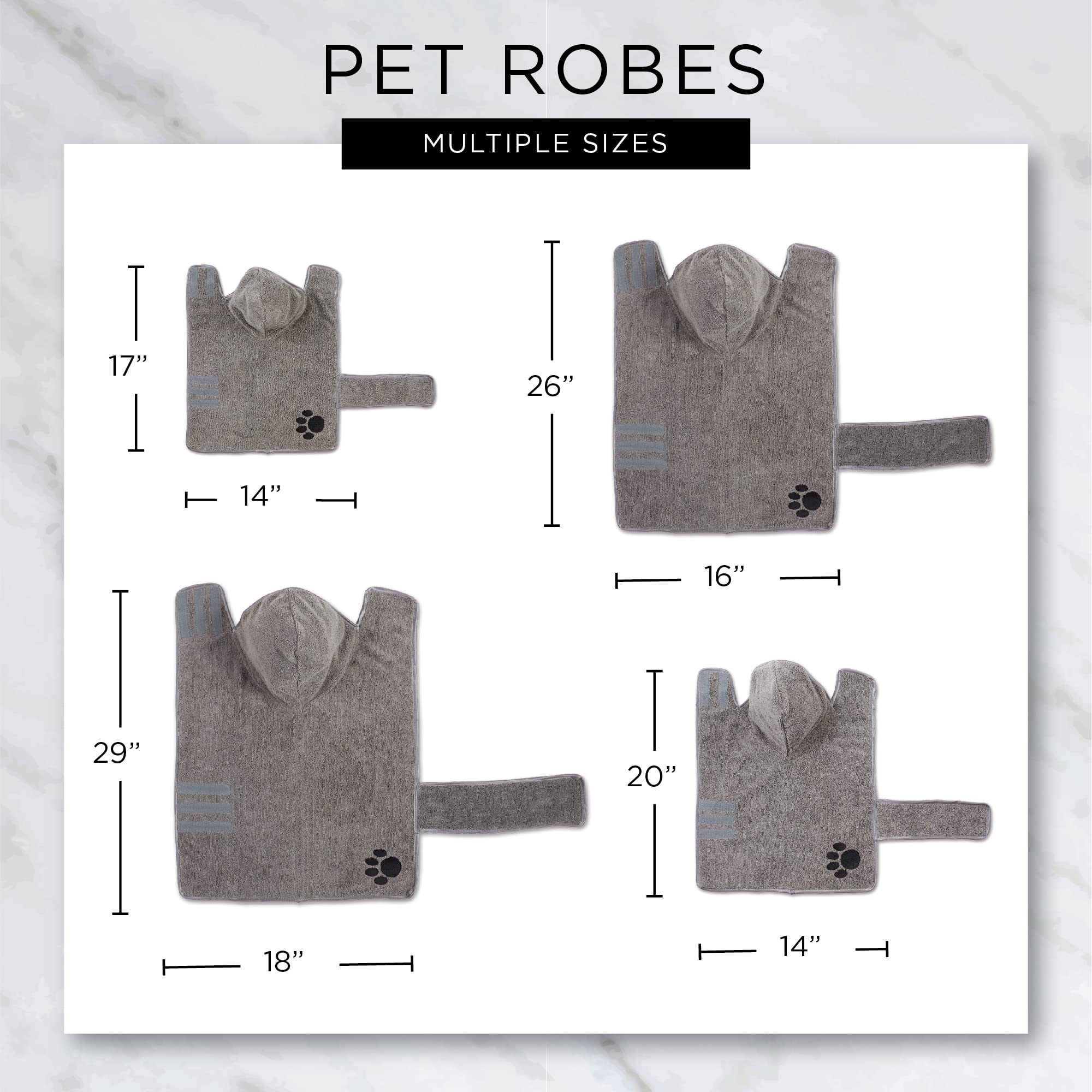 LAVENDER - EMBROIDERED PAW LARGE PET ROBE