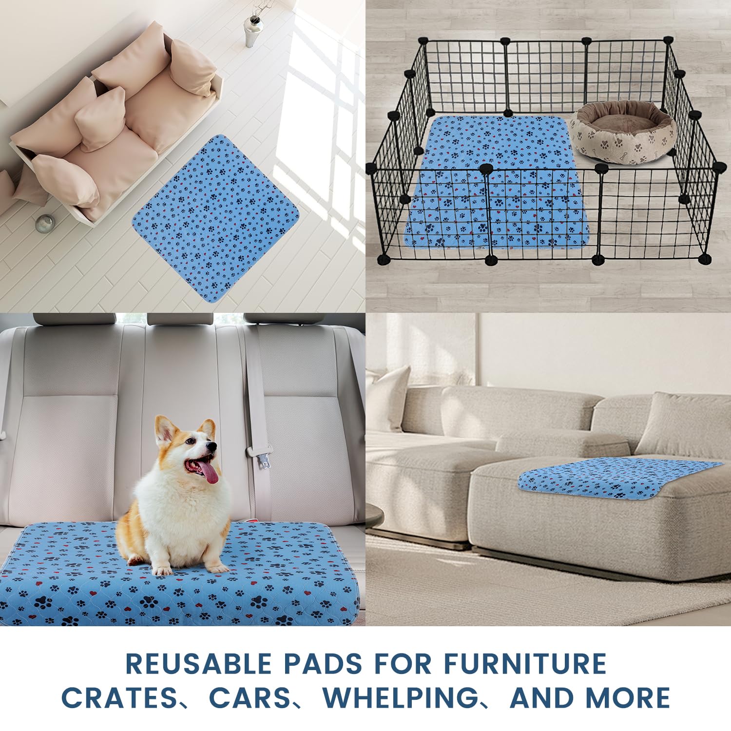 Washable Pee Pads For Dogs,2 Pack Extra Large 24''X36'' Super Absorbent Reusable Puppy Pads,Non-Slip 100% Waterproof Dog Pee Pad