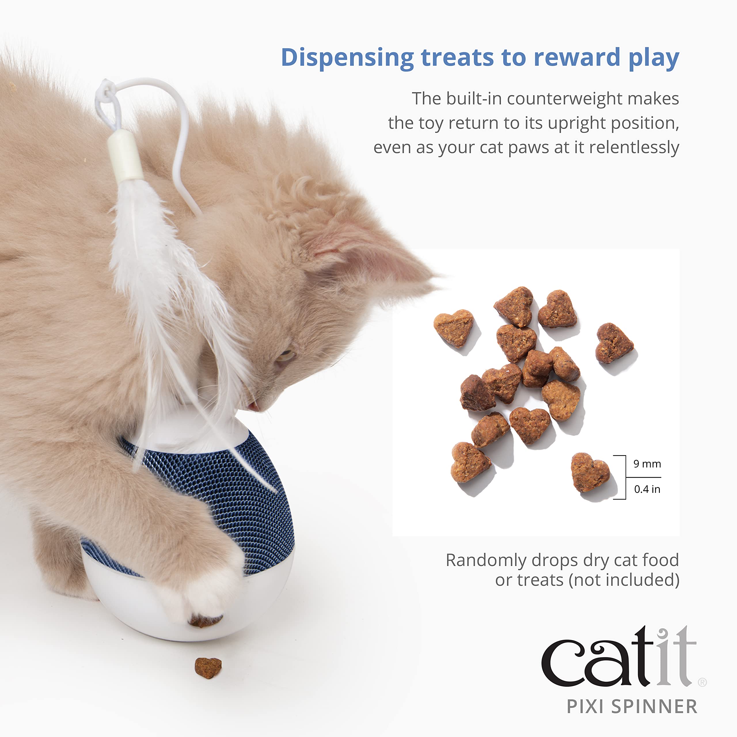 Catit PIXI Spinner, Treat Dispensing Cat Toy, Silver