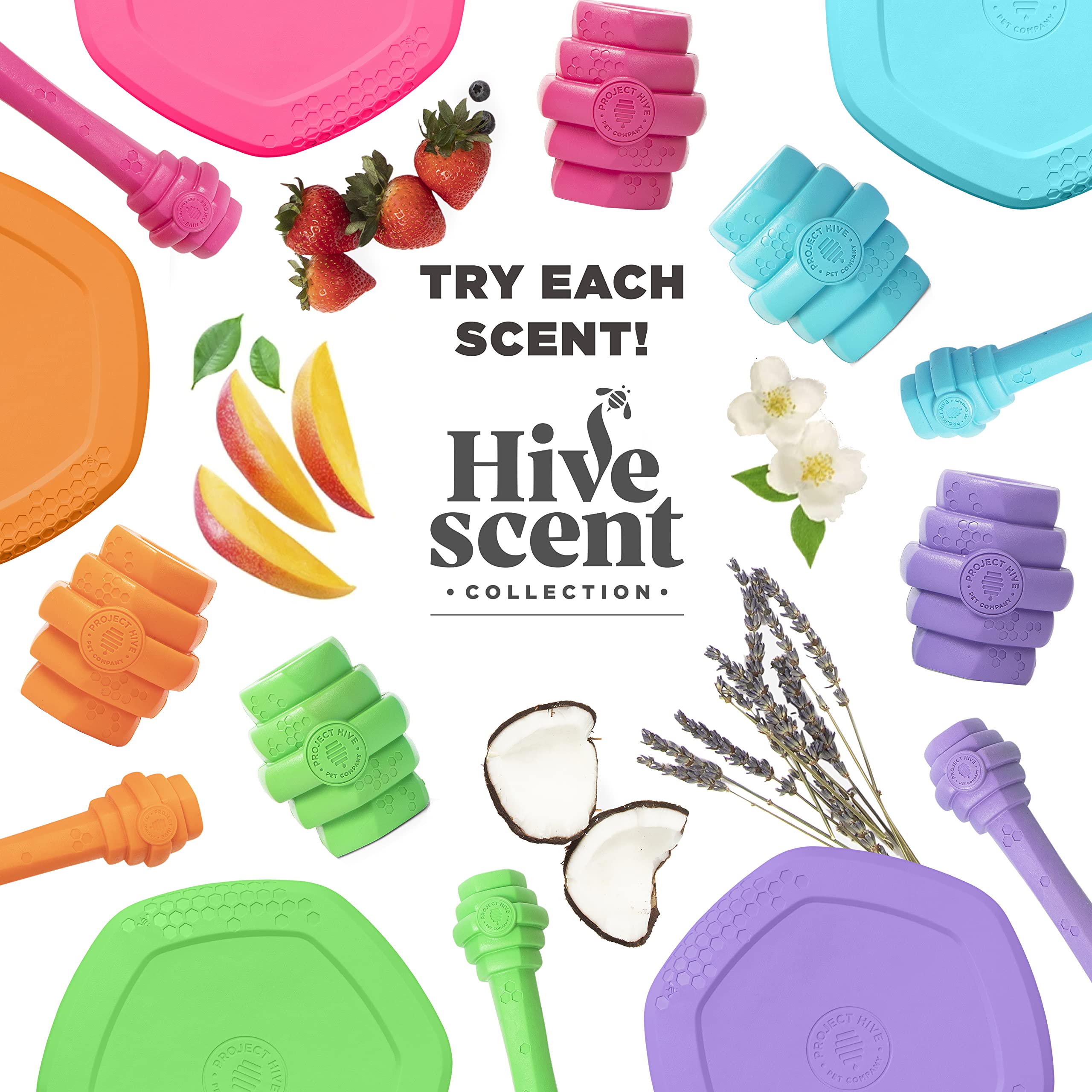 Project Hive ·Pet Company· - Tropical Coconut Scented - Hive Chew Toy For Large Dogs - Dog Chew Toy For Large Breeds - Floats In Water - Durable And Tough - Made In The Usa