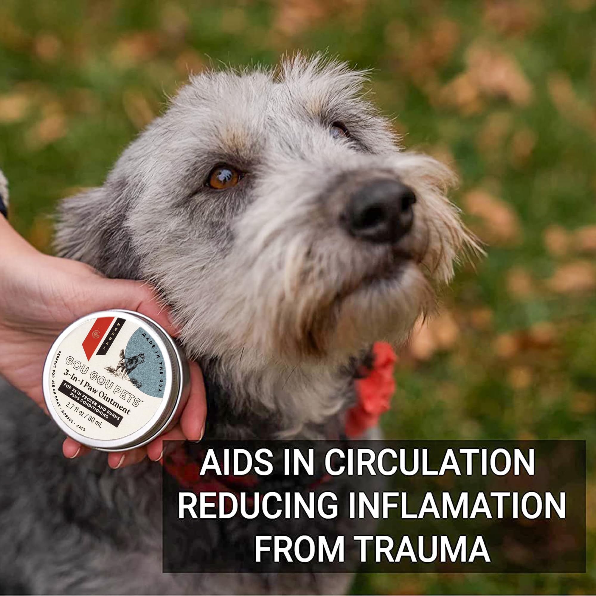 Gou Gou Pets 3-in-1 Paw Ointment Holistic Natural Derived Herbal for Dogs, Cats, Horses: Conditioning & Moisturizing for Extreme