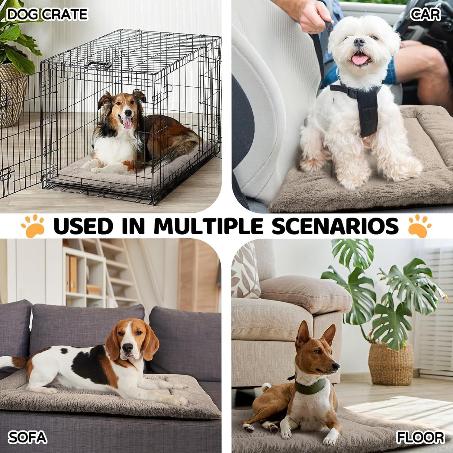 ZENGAOOU Dog Bed & Crate Mat, Washable & Anti-Slip, Ultra Soft, Suitable for Dogs Up to 90 lbs, 42'' x 28'', Brown