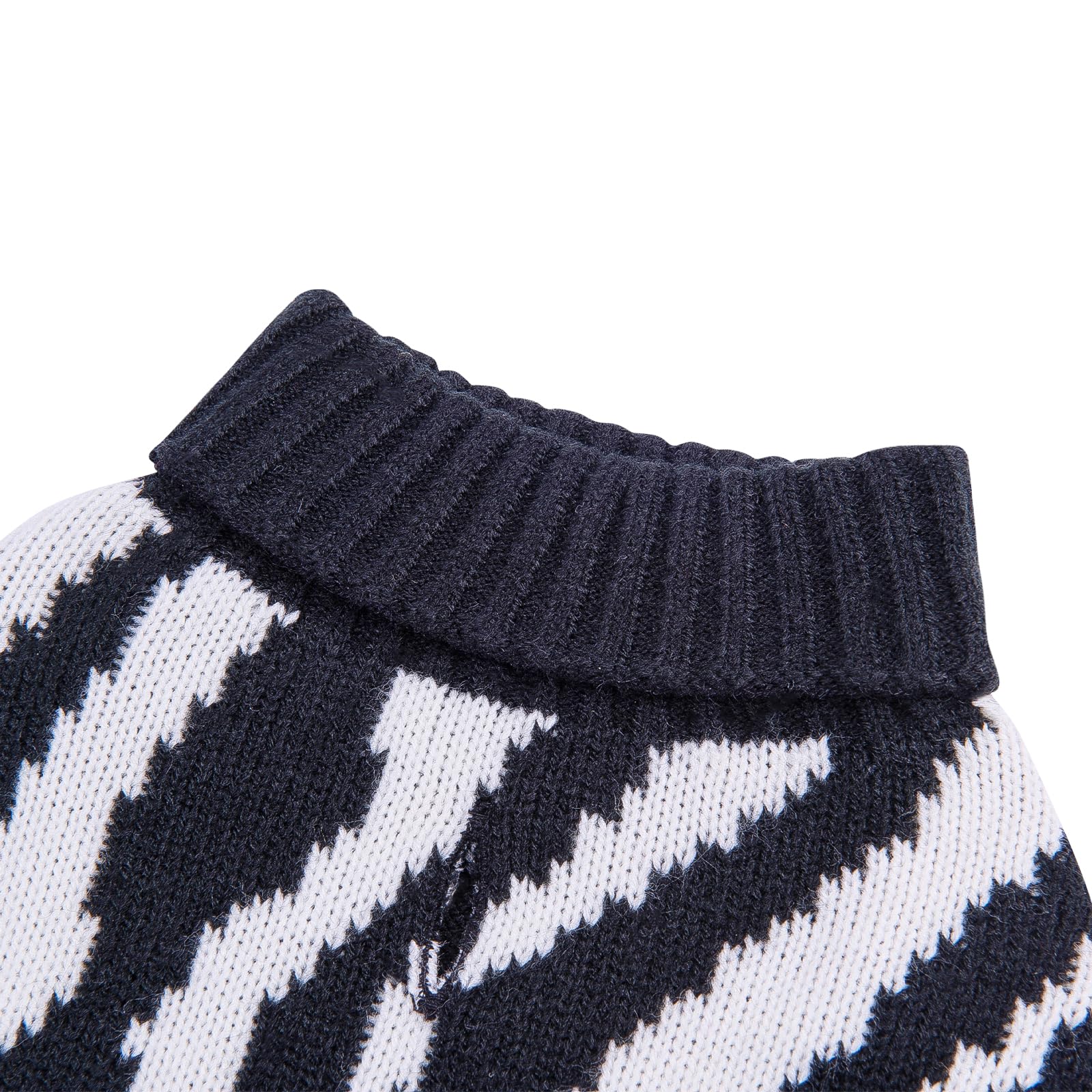 Cutebone Turtleneck Dog Sweaters For Large Dogs Zebra Knit Pullover Pet Winter Clothes Fall Dog Sweater With Harness Hole