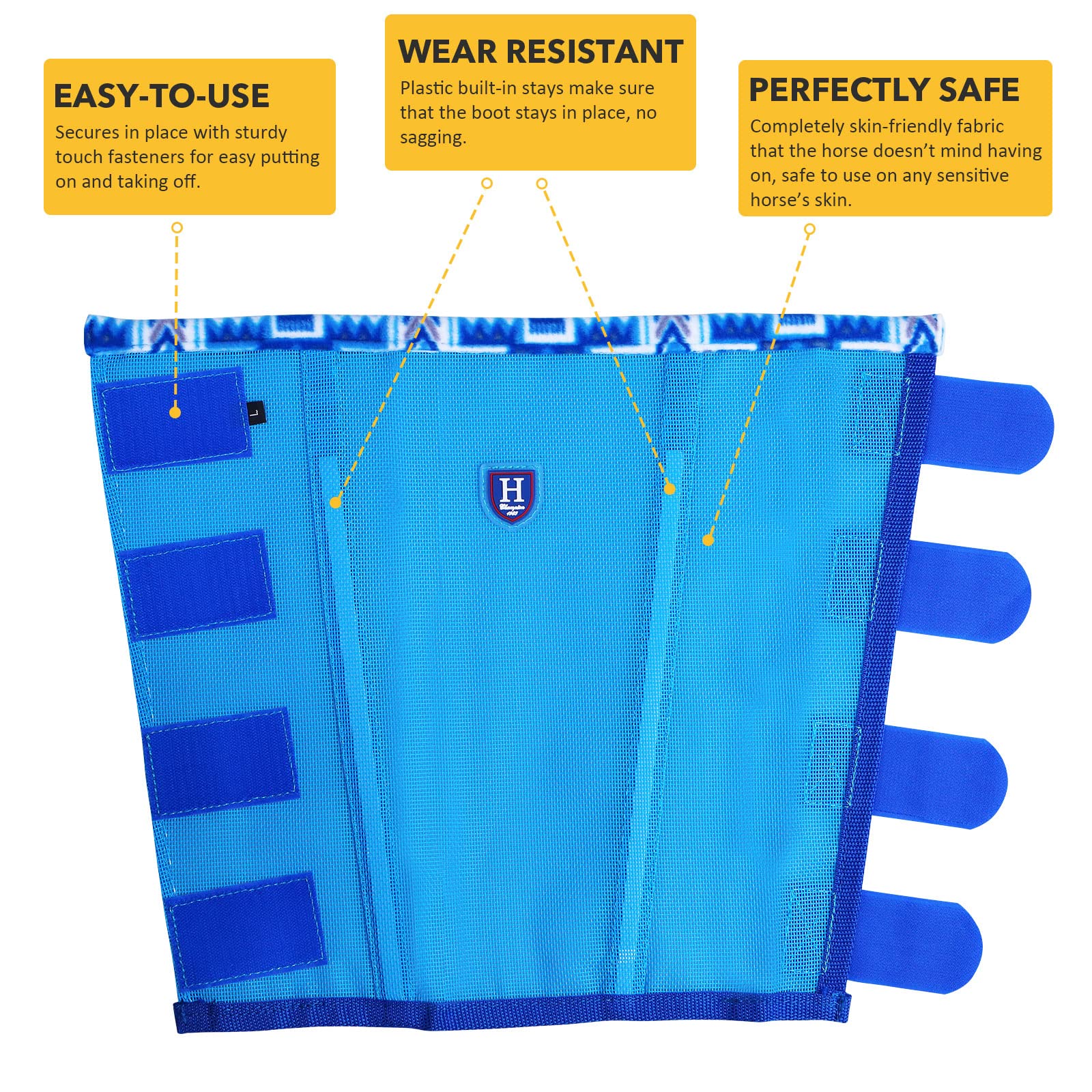 Caremaster Fine Mesh Fly Boots Loose Fitting & Non-Slip Horse Fly Leggings Fleece Air Flow (Set Of 4) Cool Blue Mini