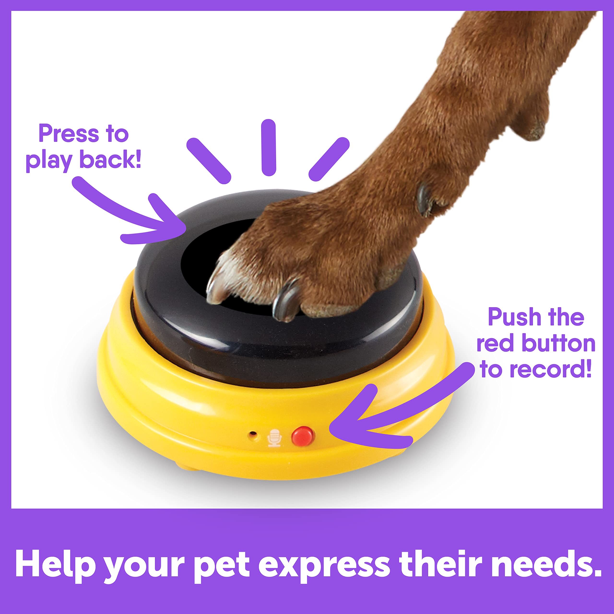 Hunger For Words Talking Pet Next Words Names - 3 Piece Set Of Recordable Speech Buttons For Dog Training, Dog Buttons For Commu