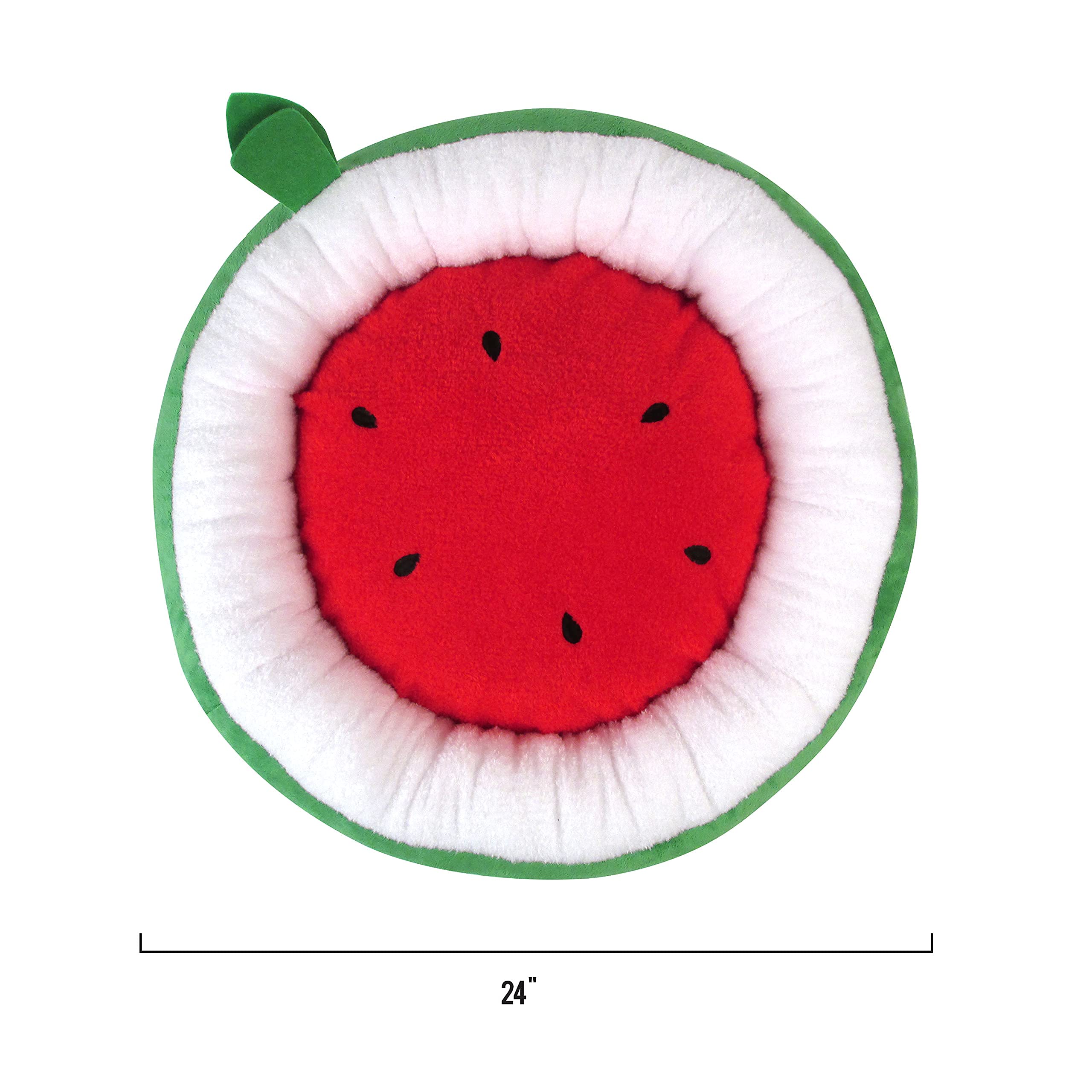 TONBO Watermelon Dog Cat Bed, Soft Plush, 24" Diameter, Washer & Dryer Friendly, Cozy Polyester