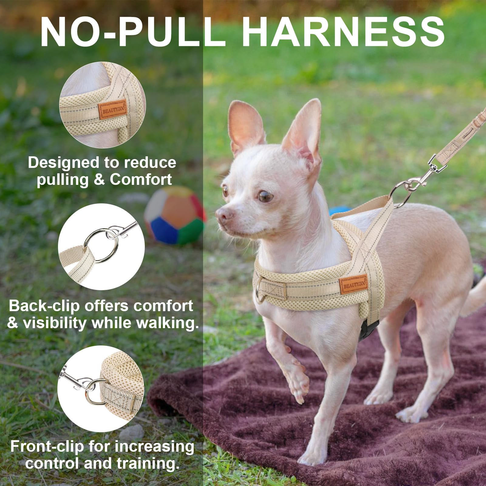 Beautyzoo Dog Harness No Pull, Quick Fit Dog Harness And Leash Set, Escape Proof Vest Harness With Soft Handle, Reflective Breat