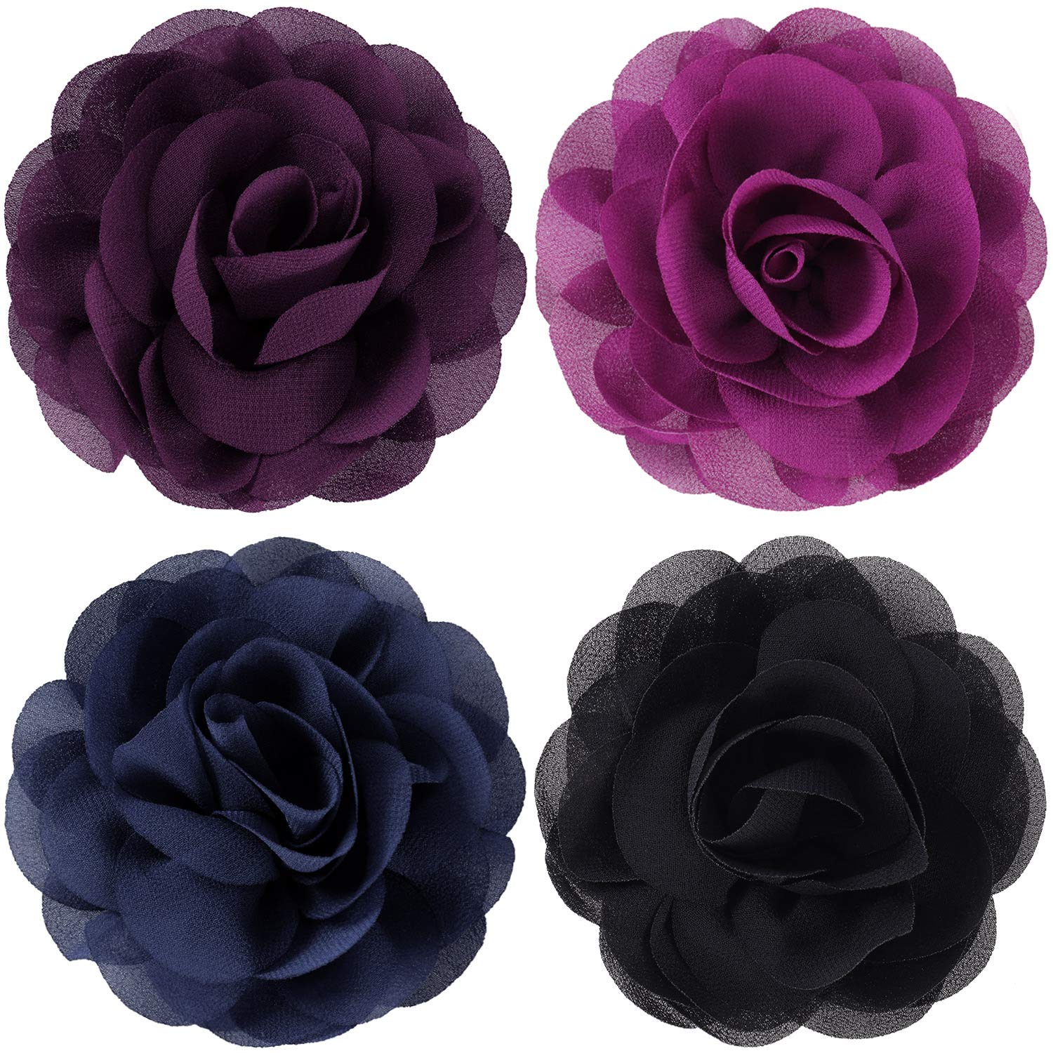 4 Pieces Dog Flower Bow Collar Multicolored Pet Bow Collar Dog Charms Flower Set For Puppy Dog Collar Cat Pet Grooming Accessories (Black, Blue Black, Dark Purple, Black Purple)
