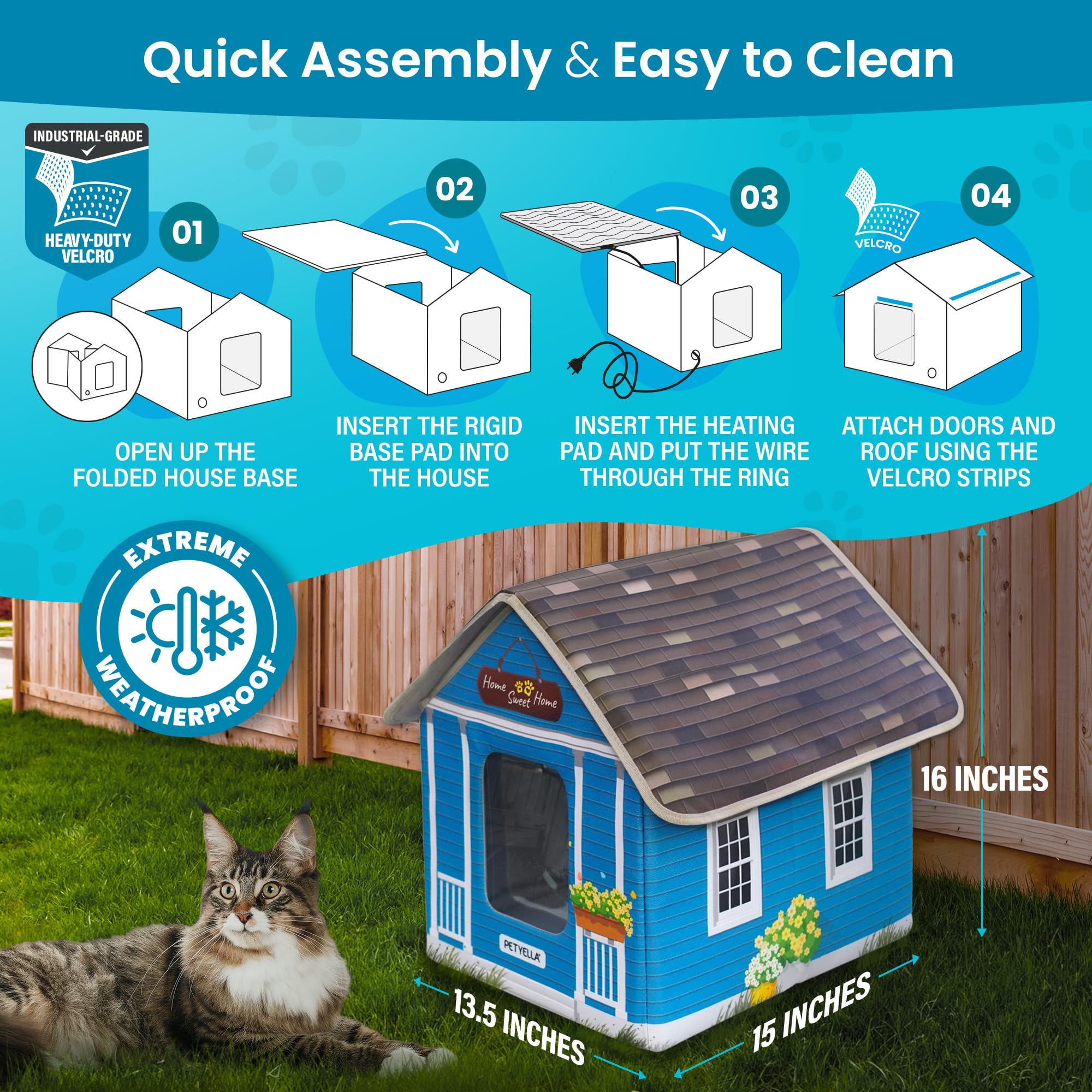 Heated Cat House for Outside - Heated Outdoor Cat House Weatherproof - Cat Houses for Outdoor Cats - Outdoor Heated Cat House -