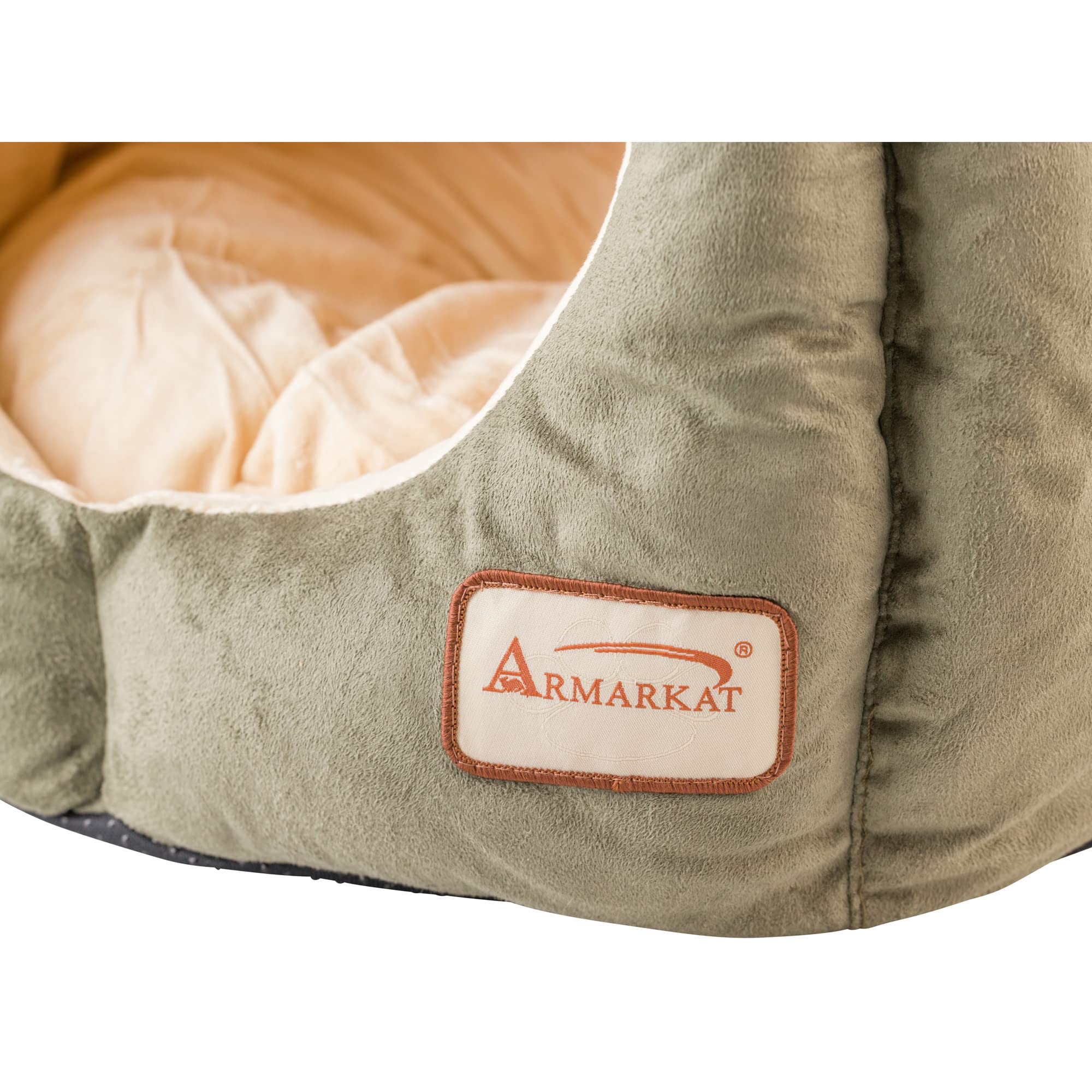 Armarkat Cat Bed, Laurel Green and Beige