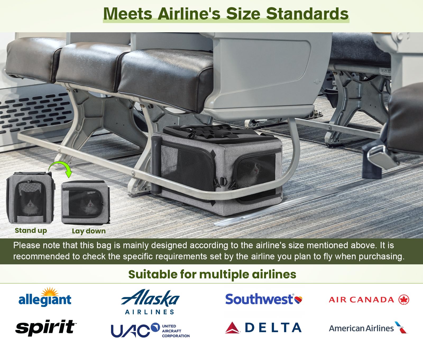 Pecute Cat Carrier Expandable, Airline Approved Cat Soft-Sided Carriers, Breathable Pet Carriers Up To 5Kg/12Lbs, Collapsible Ca