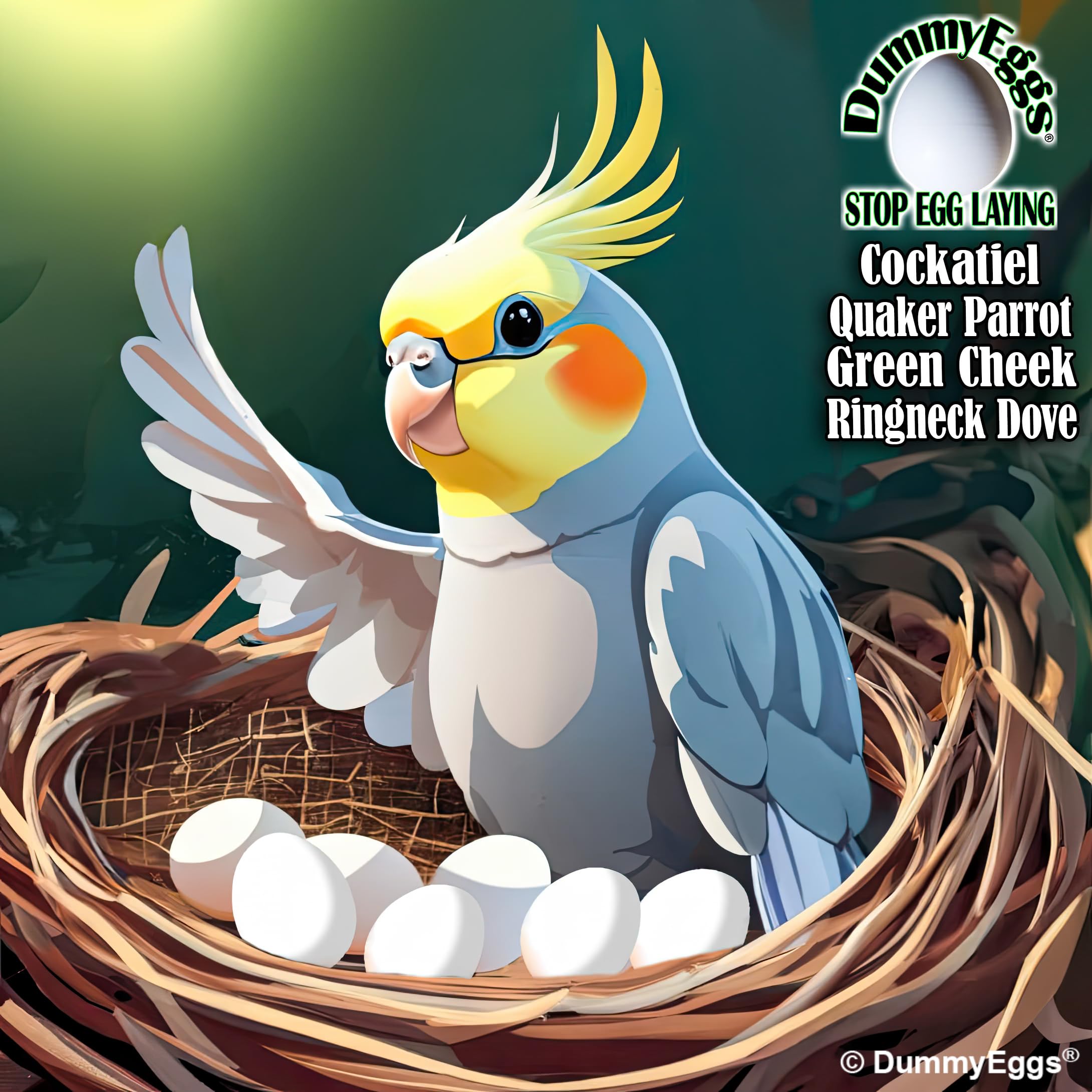 Dummy Cockatiel Eggs Stop Brooding Laying! 7 Plastic Solid Fake Dummy Bird Eggs: Dove, Quaker Parrot, Green Cheek De Brand Usa