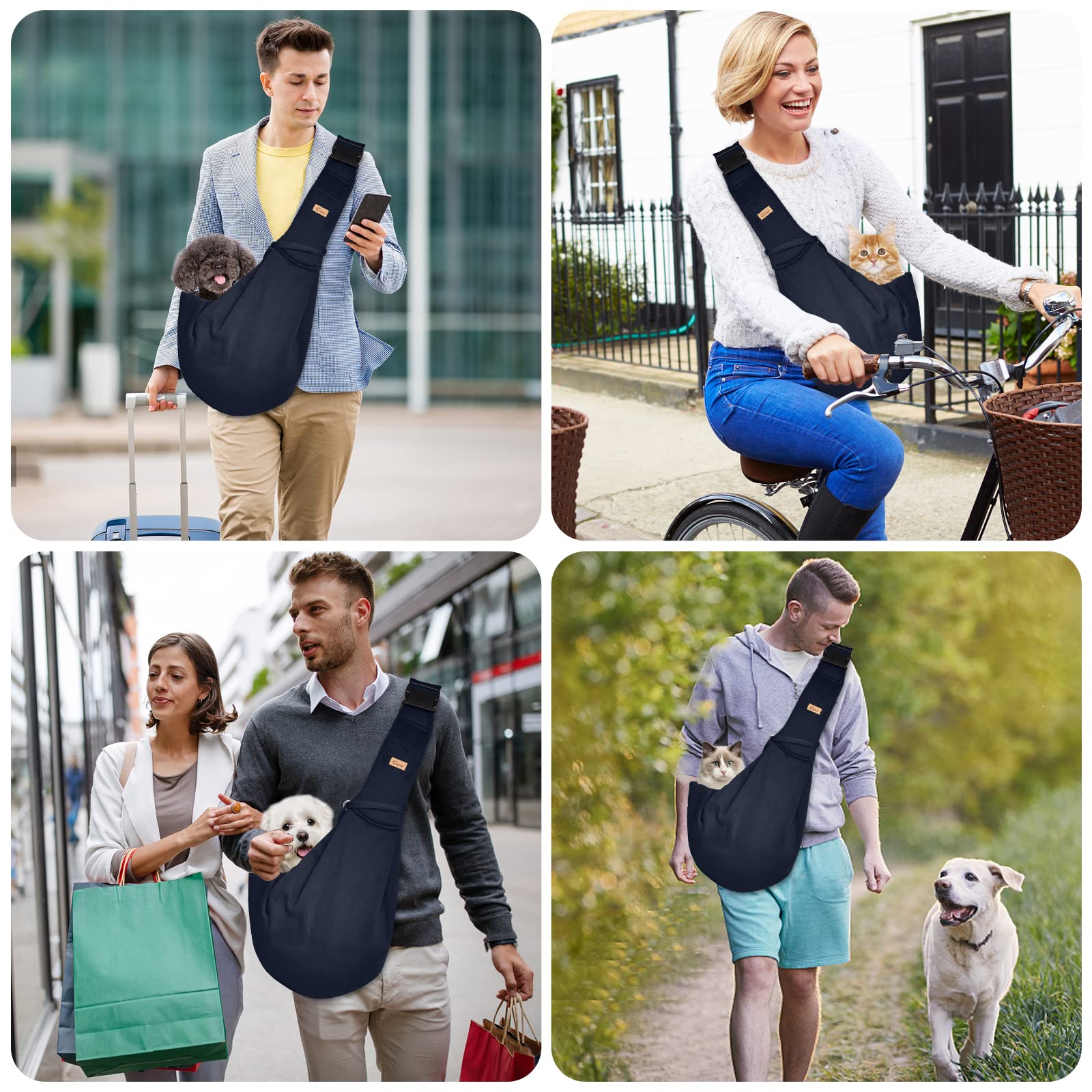 Cuby Dog And Cat Sling Carrier - Hands Free Reversible Pet Papoose Bag - Soft Pouch And Tote Design - Adjustable - Suitable For Puppy, Small Dogs, And Cats For Outdoor Travel (B-Armygreen)