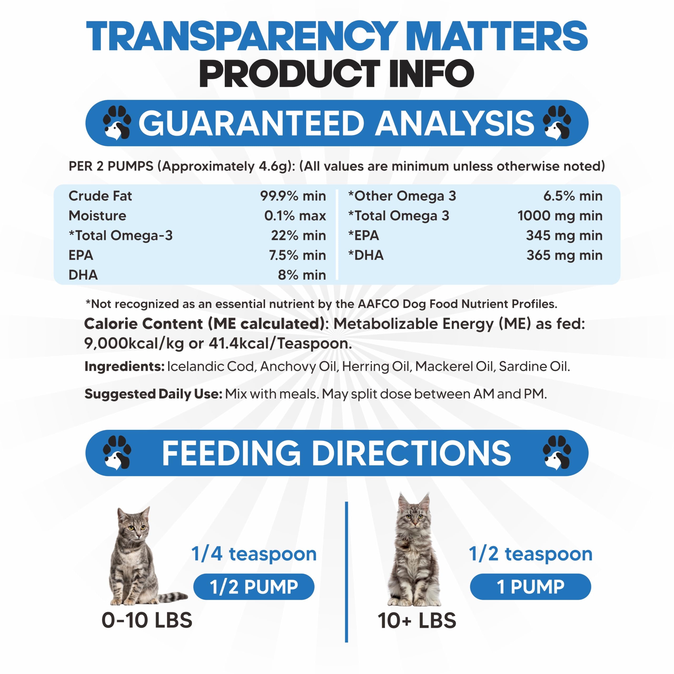 Omega 3 Fish Oil for Cats - Better Than Salmon Oil - Kitten & Cat Vitamins and Supplements - Cat Dandruff Treatment - Liquid Fis
