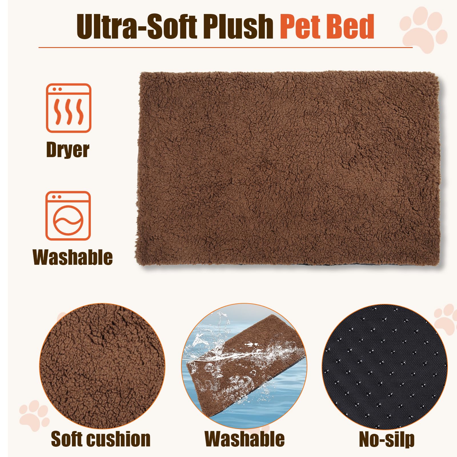 LEMBERI 32 Inch Dog Crate Furniture with Cushion, Wooden Double Doors Dog Kennel Cage Indoor with Wheels, Pet House Decorative S