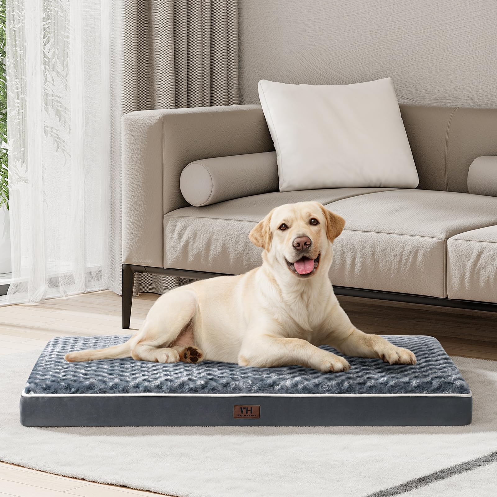 WESTERN HOME WH Dog Bed for Large Dogs, Medium Dog Bed with Removable Washable Cover, Egg Crate Foam Dog Beds Large Sized Dog Wa