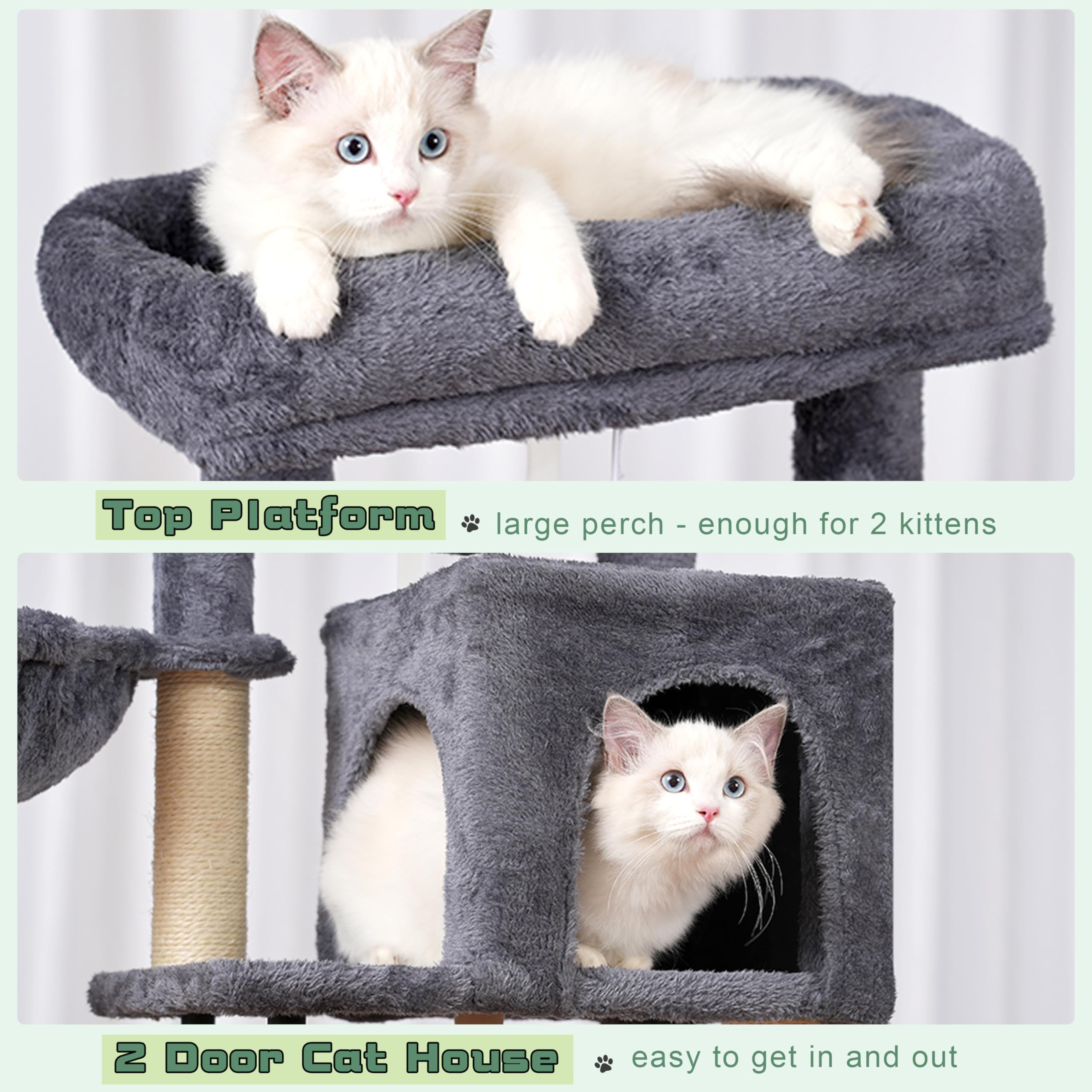 Gitelsnour Cat Tree, Cat Tower For Indoor Cats, 43.3 Inch Cat Tree Tower With Sturdy Steel Tube, Hammock, Cat Condo For Small Ca