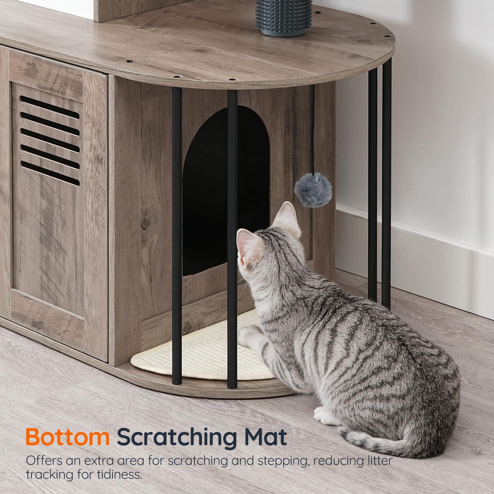 Hoobro Cat Tree With Litter Box Enclosure, Arched All-In-One 31.5' Cat Tower With Hidden Litter Box Furniture For Indoor Cats,