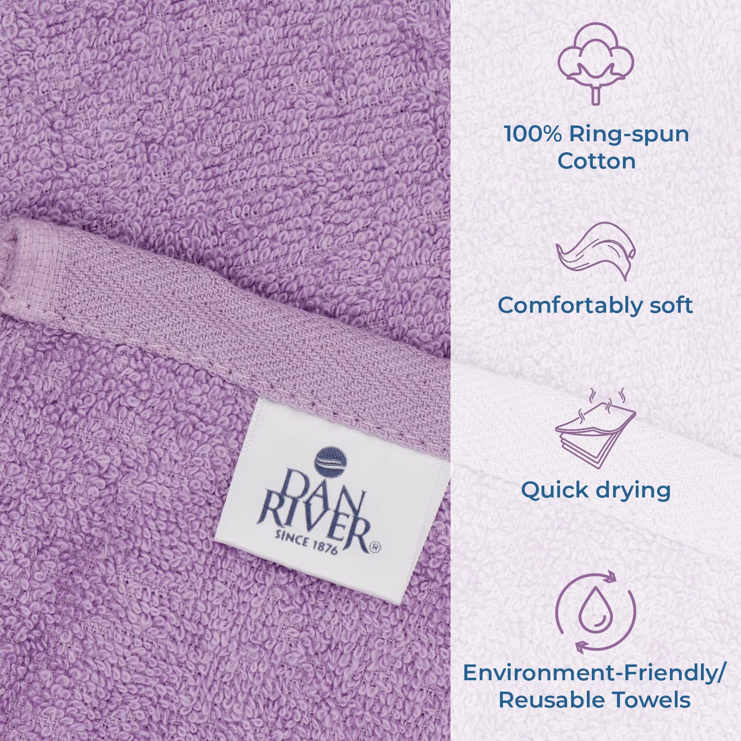 DAN RIVER Dog Towels for Drying Dogs Large, 100% Cotton Puppy Bath Towel, Ultra Soft 450 GSM Super Absorbent Quick Dry Pet Groom