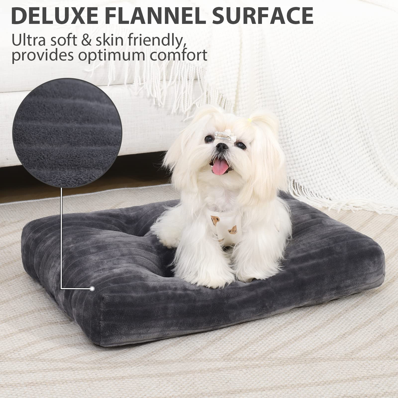 Dog Crate Bed Washable Dog Beds for Extra Small Dogs Deluxe Thick Flannel Fluffy Comfy Kennel Pad Anti-Slip & Anti-Scratch Pet S