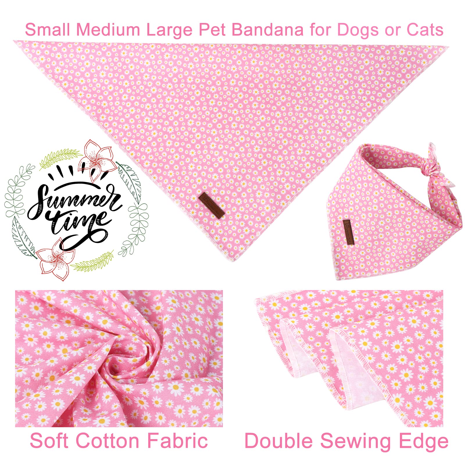 Up Urara Pup Summer Dog Bandana, Hawaii Bandana For Small Medium Dog, Cute Pink Puppy Bandana, Cotton Adorable Pet Triangle Bid