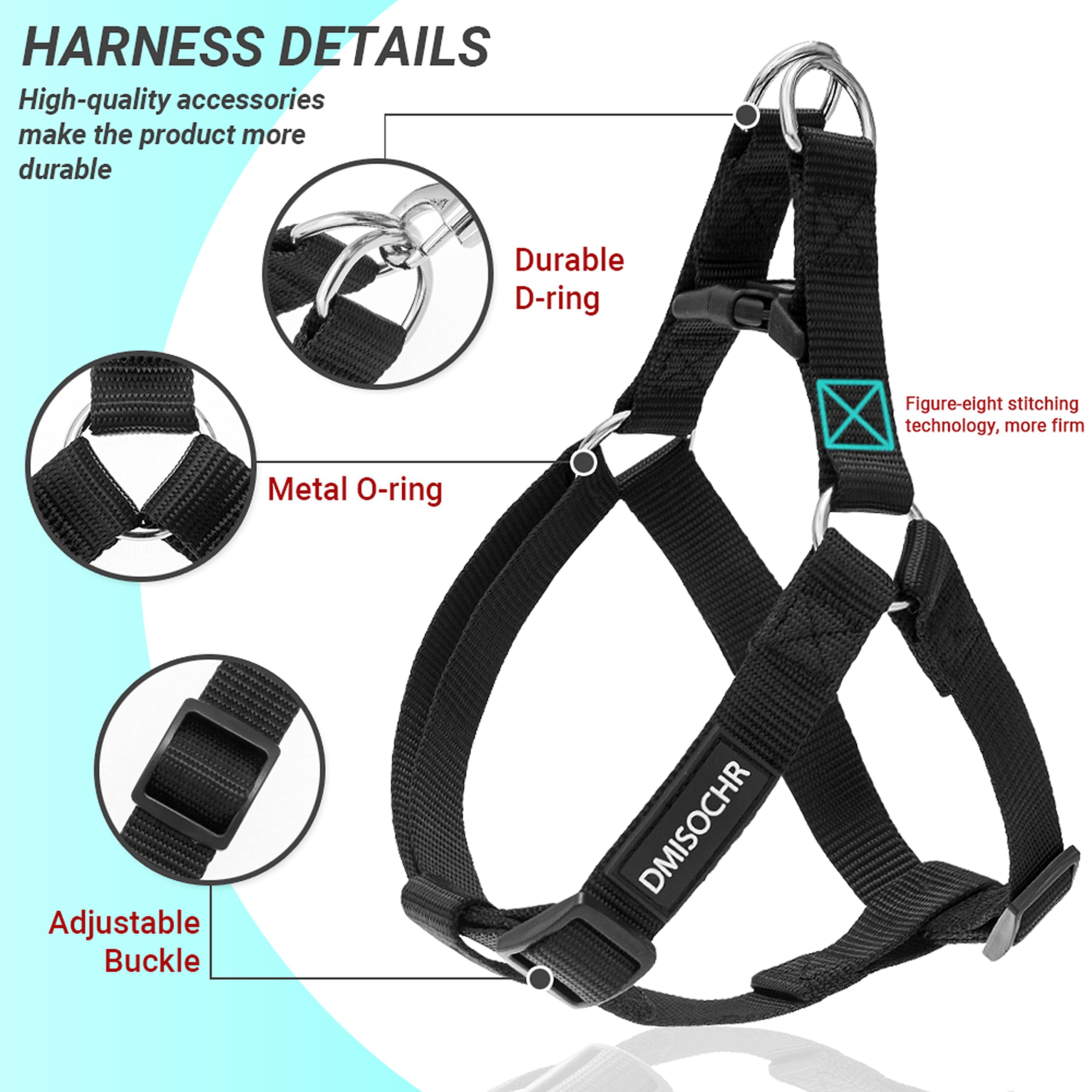 No Pull Dog Harness - Adjustable Step-In Harness & Leash & Collar Set For Small Medium Large Dogs - Escape Proof Soft Pet Harnes