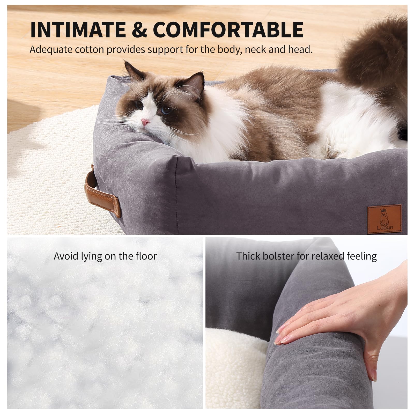 Looyn 20In Dog Bed For Small Medium Sized Dogs And Cats - Washable Rectangle Puppy Bed For Indoor Outdoor, Cozy Pet Bed With Sup