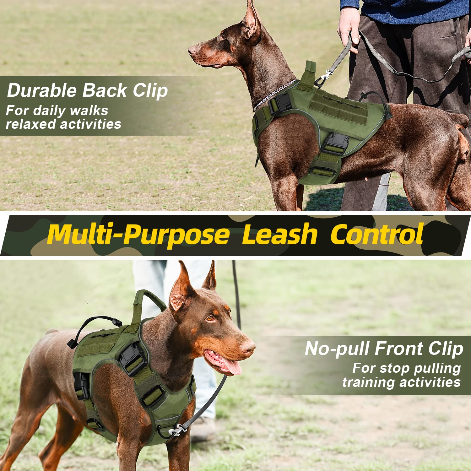 Wingoin Pink Tactical Dog Harness Vest For Large Dogs No Pull Adjustable Reflective Military Pet Harness With Handle For Golden Retriever, Doberman Pinscher, Rottweiler, Great Dane Service Dog (Xl)