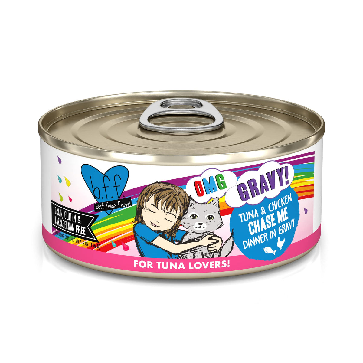 B.F.F. Omg - Best Feline Friend Oh My Gravy!, Tuna & Chicken Chase Me With Tuna & Chicken, 5.5Oz Can (Pack Of 8)