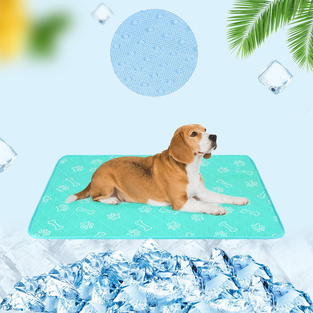 Beautyzoo Upgraded Dog Self Cooling Mat Ice Silk Chill Pads For Small Medium Large Dogs - Summer Reusable Pet Training Pad - Absorbent Non-Slip Cool Mat For Kennels, Crates And Beds, 22' X 28'