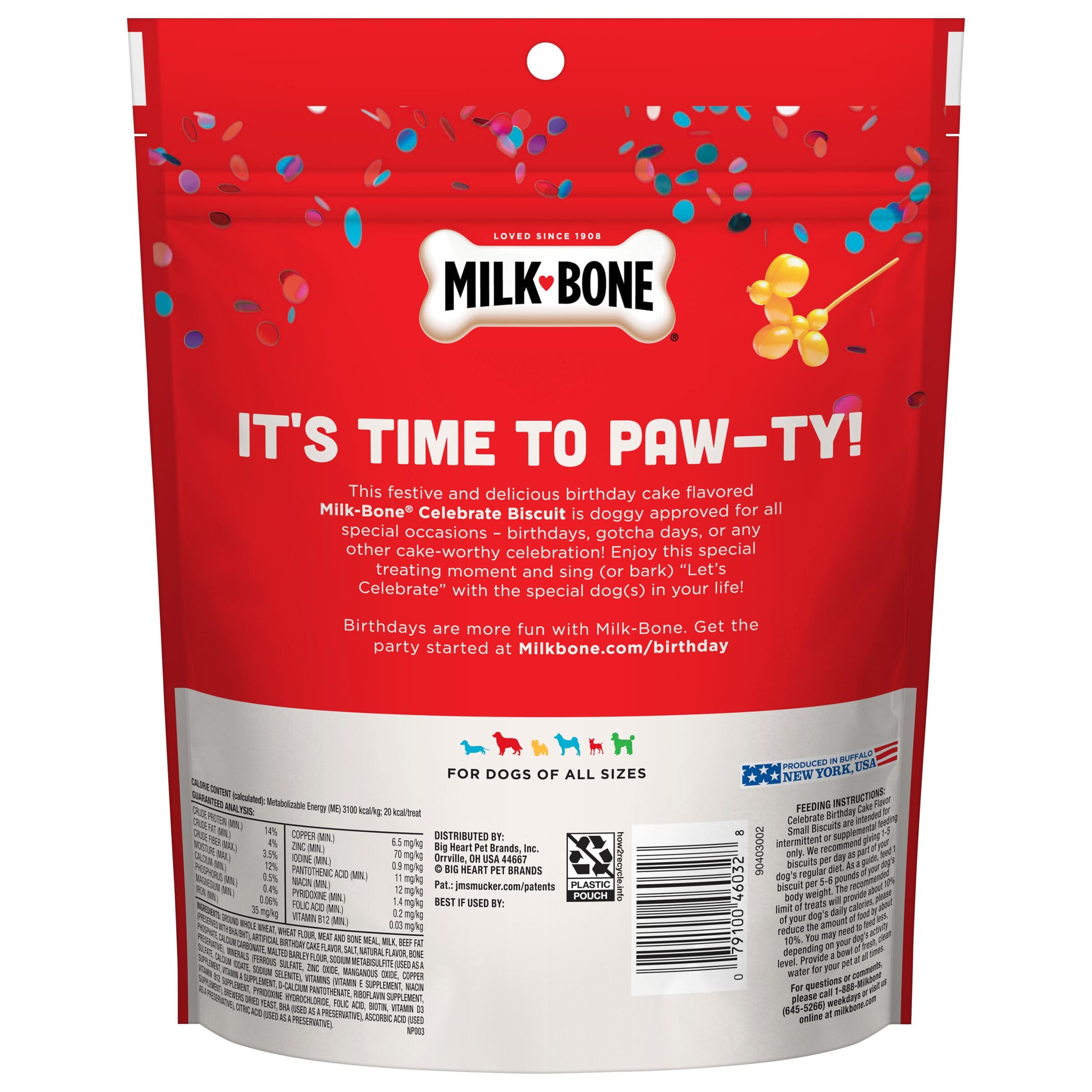 Milk-Bone Celebrate Birthday Cake Artificially Flavored Biscuits, Small Dog Treats, 8 oz. Bag