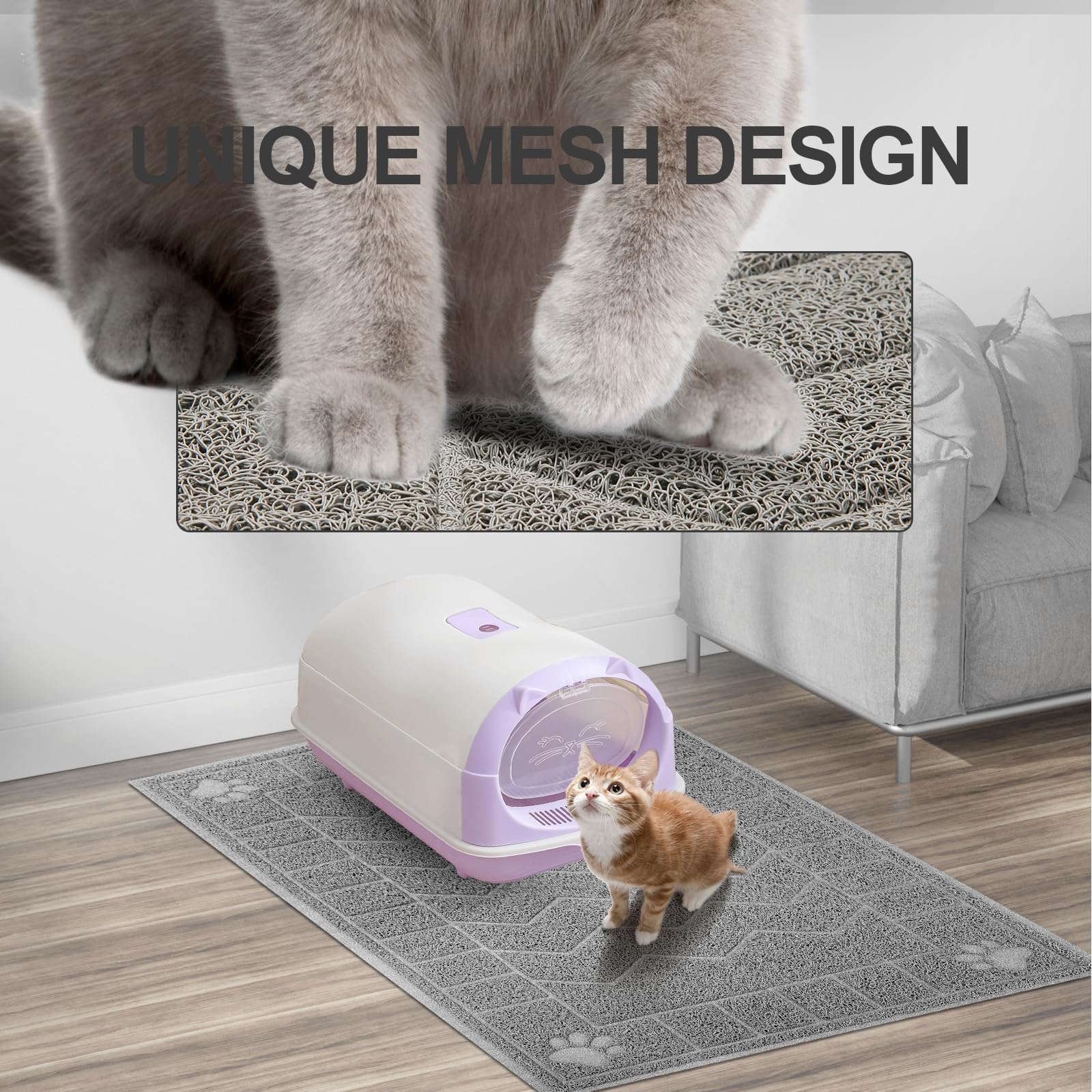 Motsamla Cat Litter Mat, Litter Trapping Mat Soft on Kitty Paws, 35  x 24  Kitten Litter Box Mat for Cleaner Floors, Waterproof,