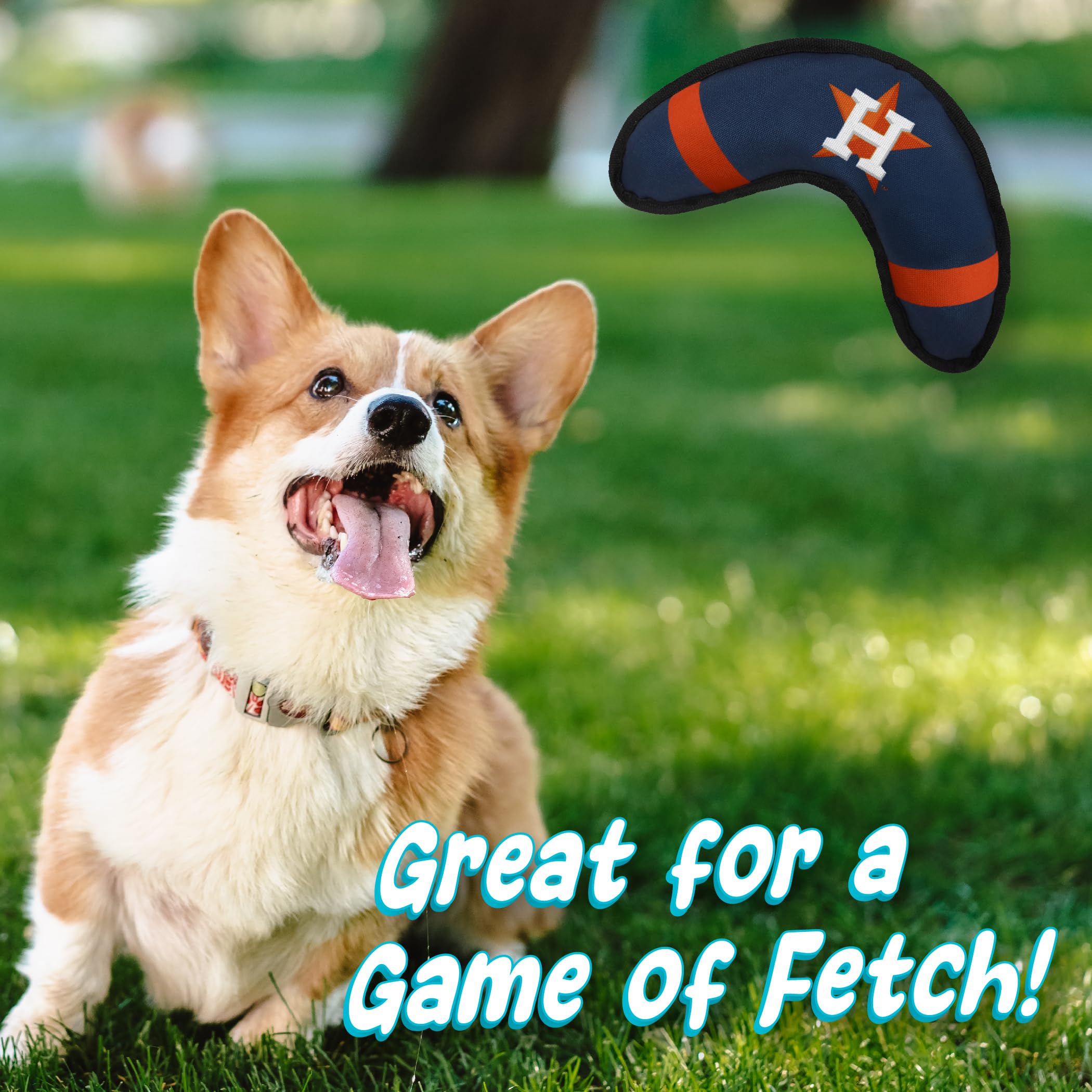 Pets First Mlb Houston Astros Boomerang Tough Nylon Toy For Dogs & Cats With Inner Squeaker.